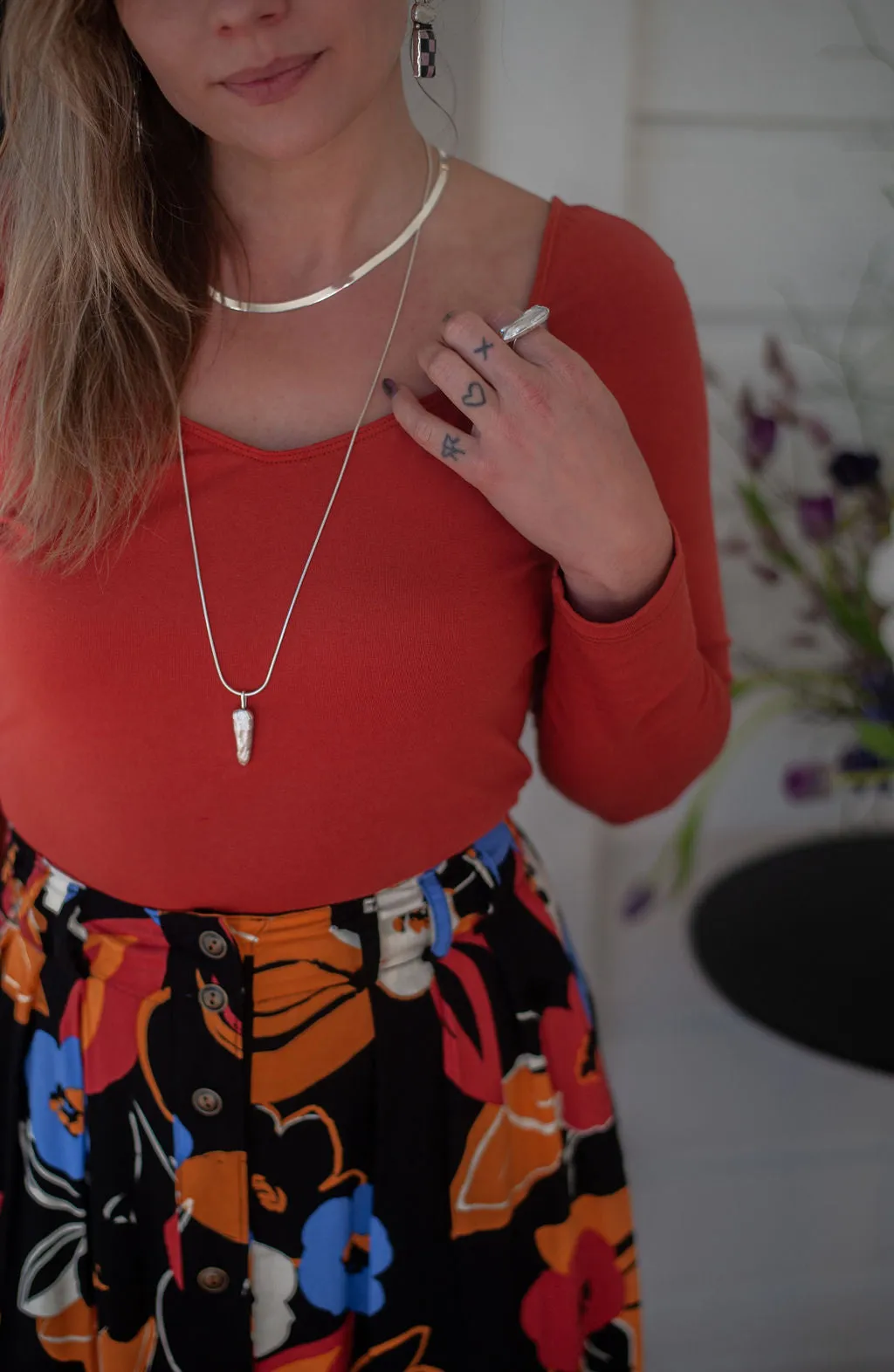 Non Restrictive Cut Camille Top in Coral Cotton Knit