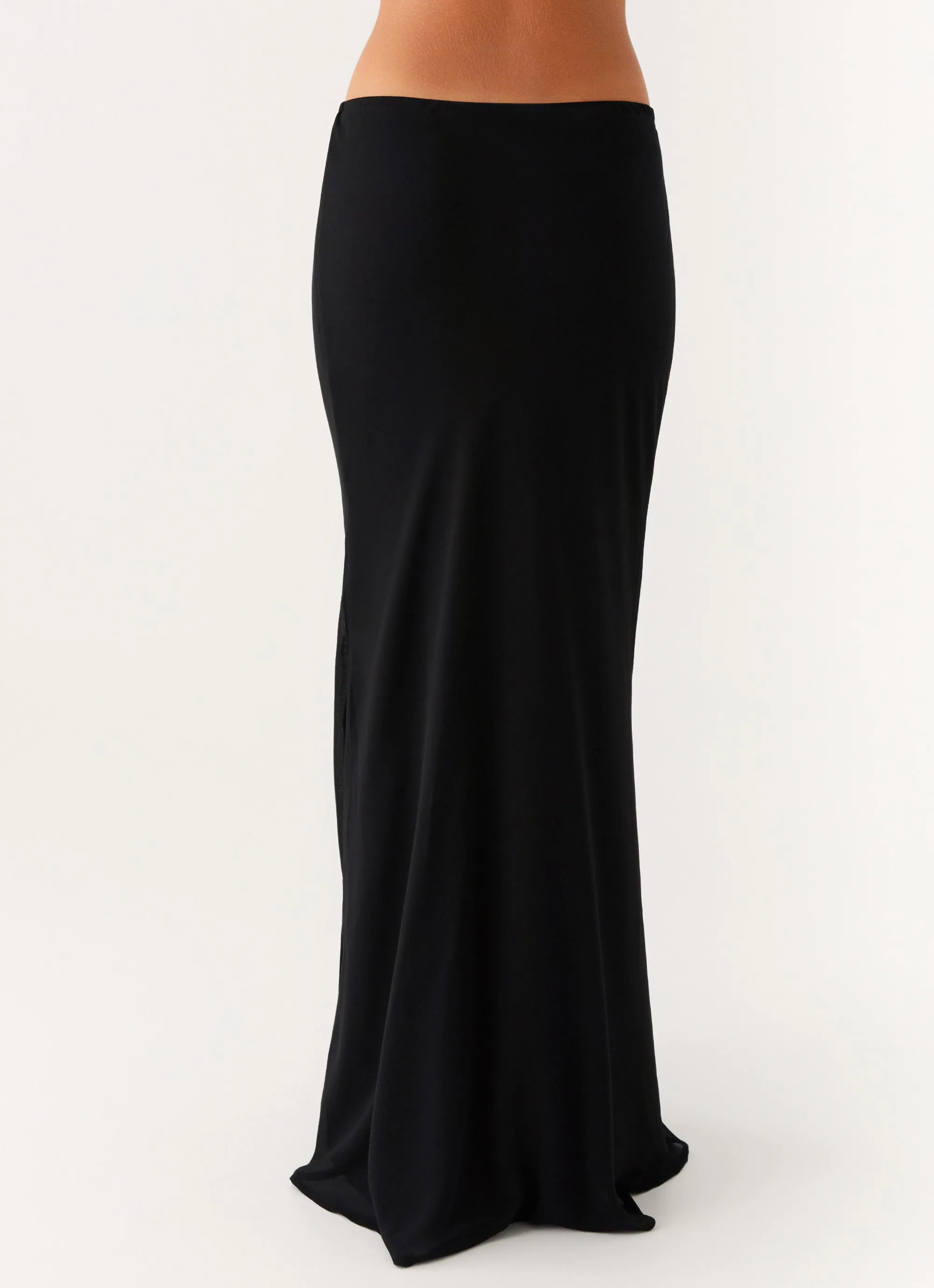 Canyon Chiffon Maxi Skirt - Black Hand Painted Breathable