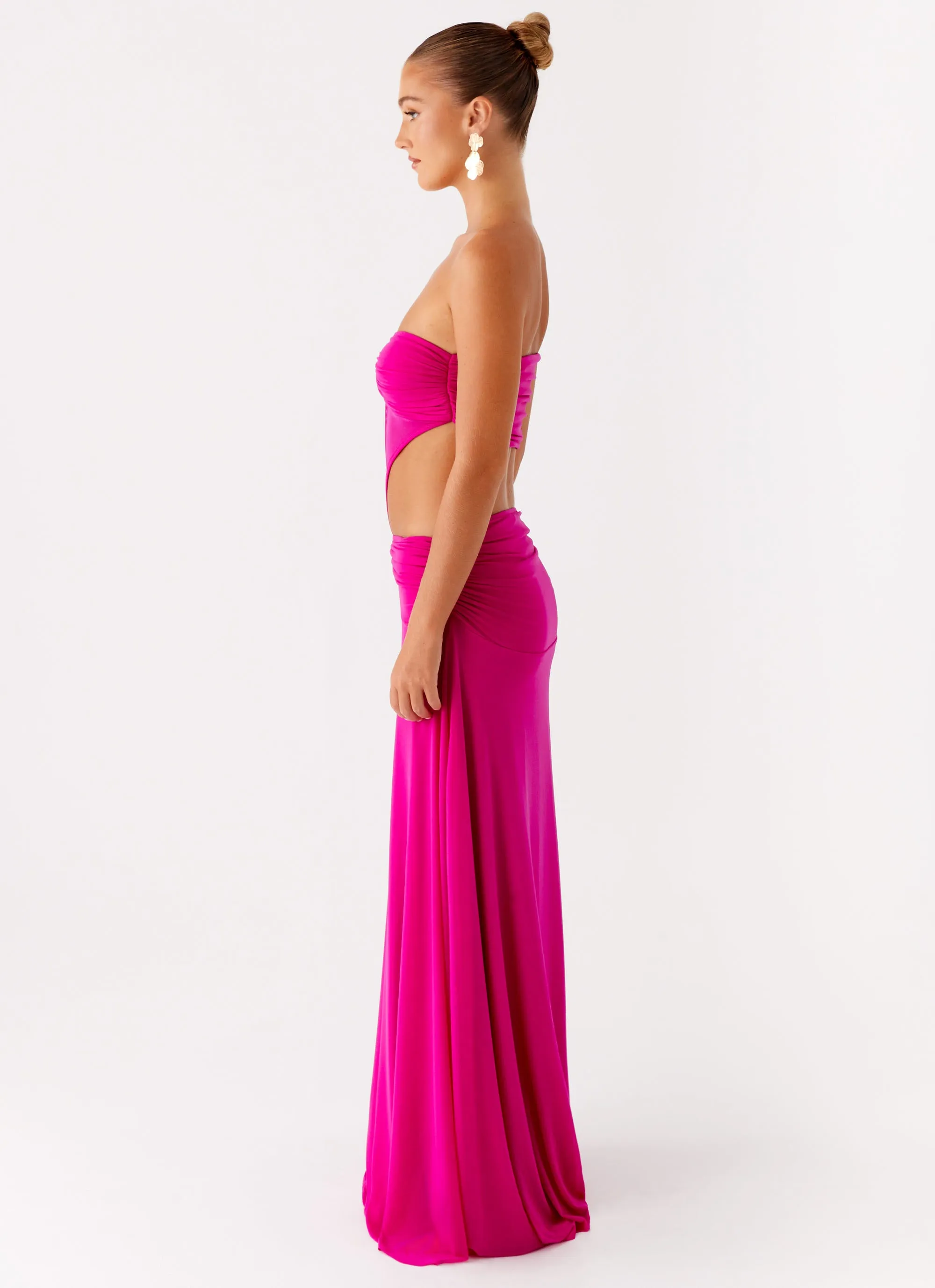 Sophisticated Touch Cozy Cut Carlene Maxi Dress - Fuchsia