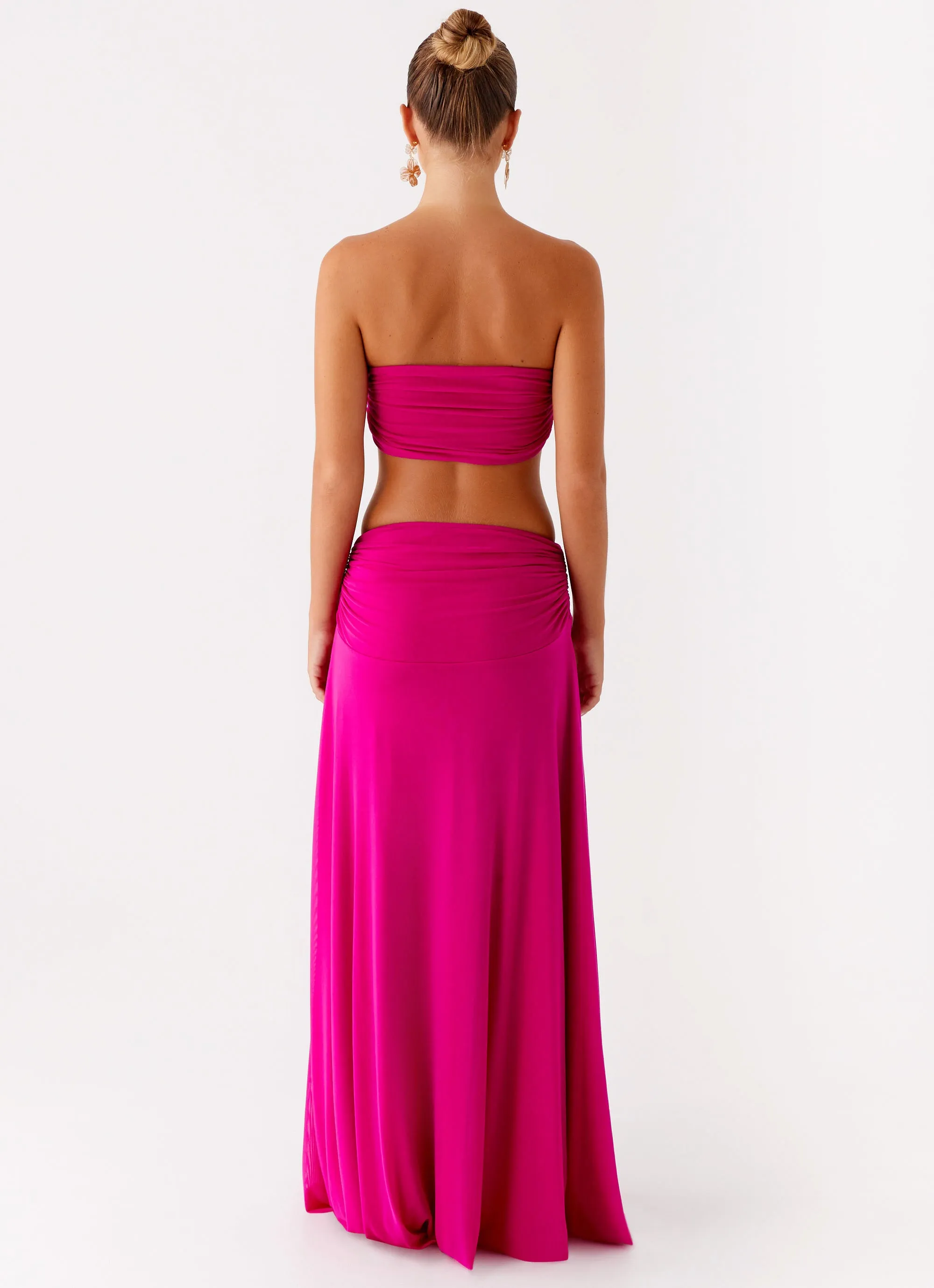 Carlene Maxi Dress - Fuchsia Collar Accent