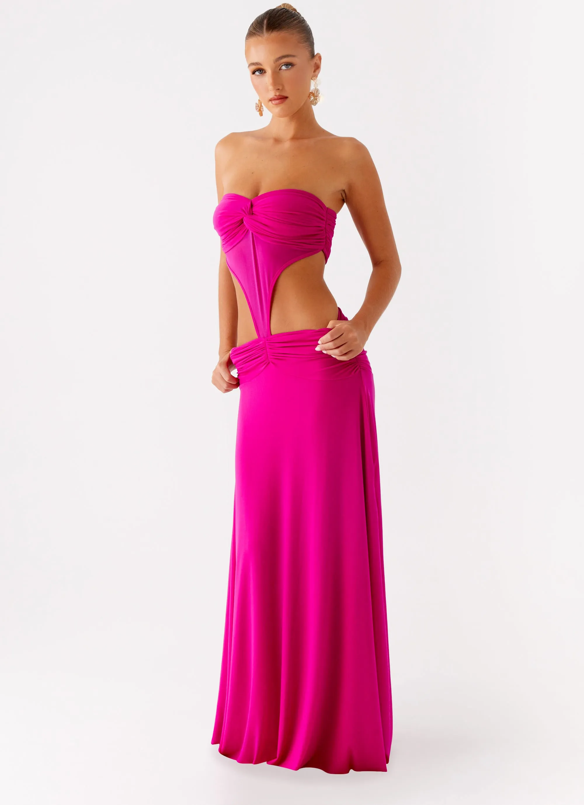 Relaxed-fit gown Fitted waist Carlene Maxi Dress - Fuchsia