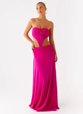 Carlene Maxi Dress - Fuchsia Classic wrap dress Chilly Day Layers