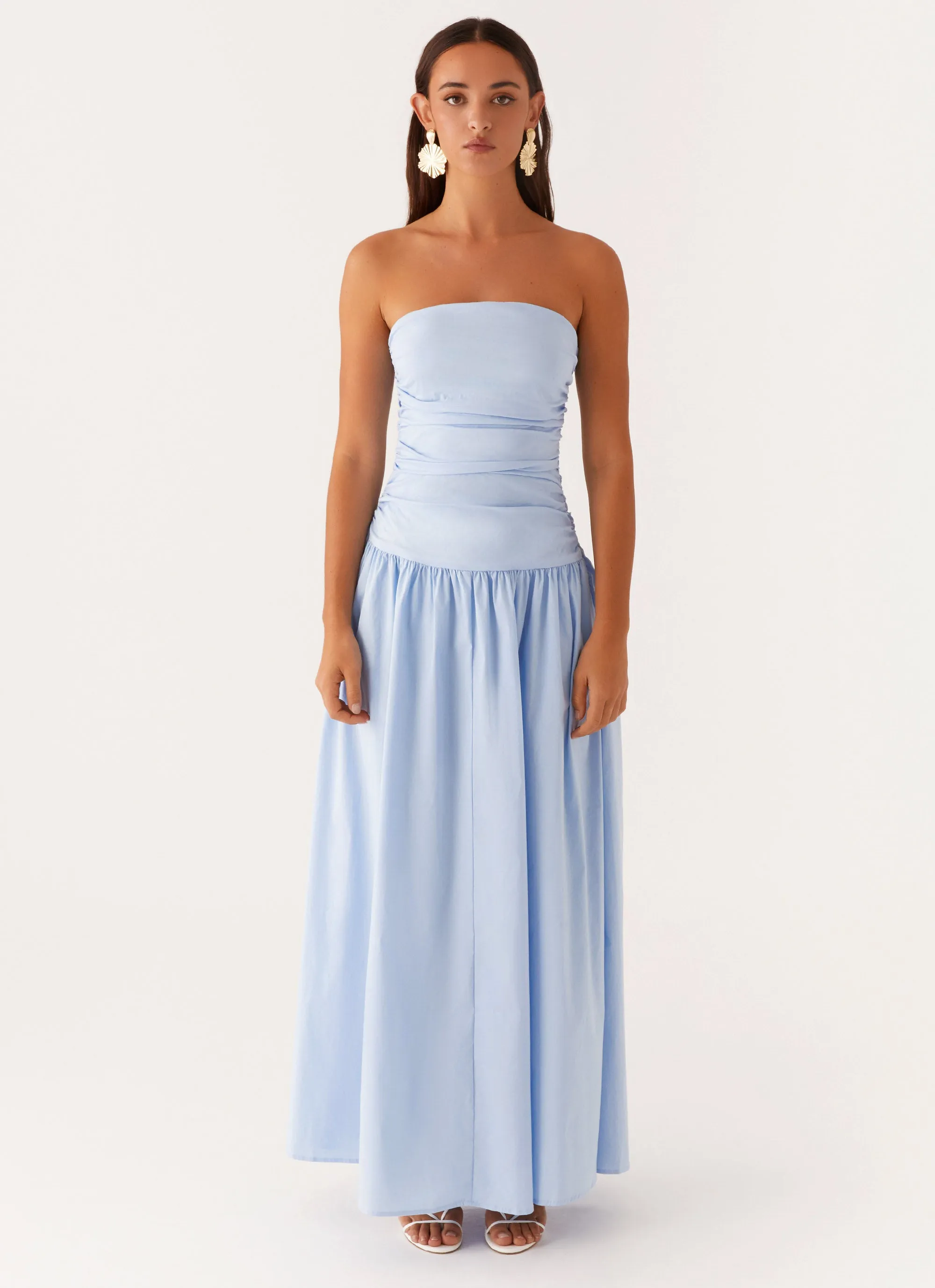 Minimal Detail Carmel Maxi Dress - Blue