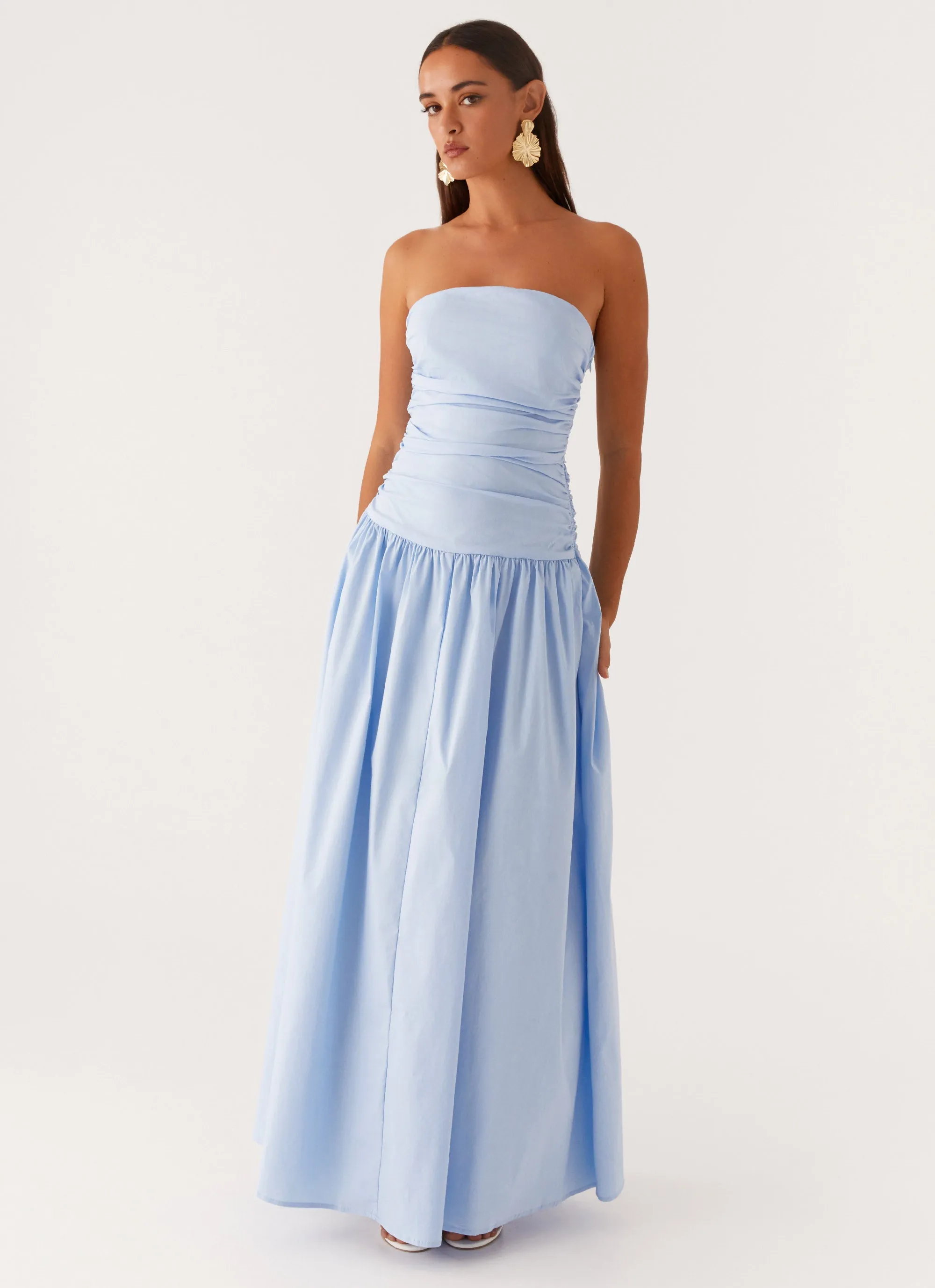Waist-Cinching Carmel Maxi Dress - Blue