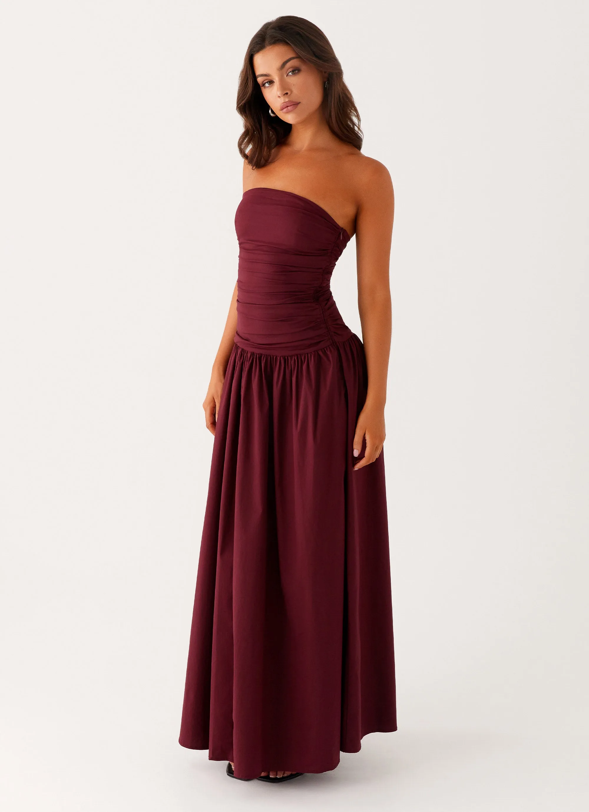 Polite Vibe Sleek Form Carmel Maxi Dress - Mulberry