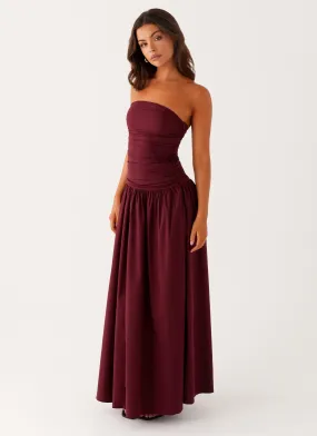 Polite Vibe Sleek Form Carmel Maxi Dress - Mulberry