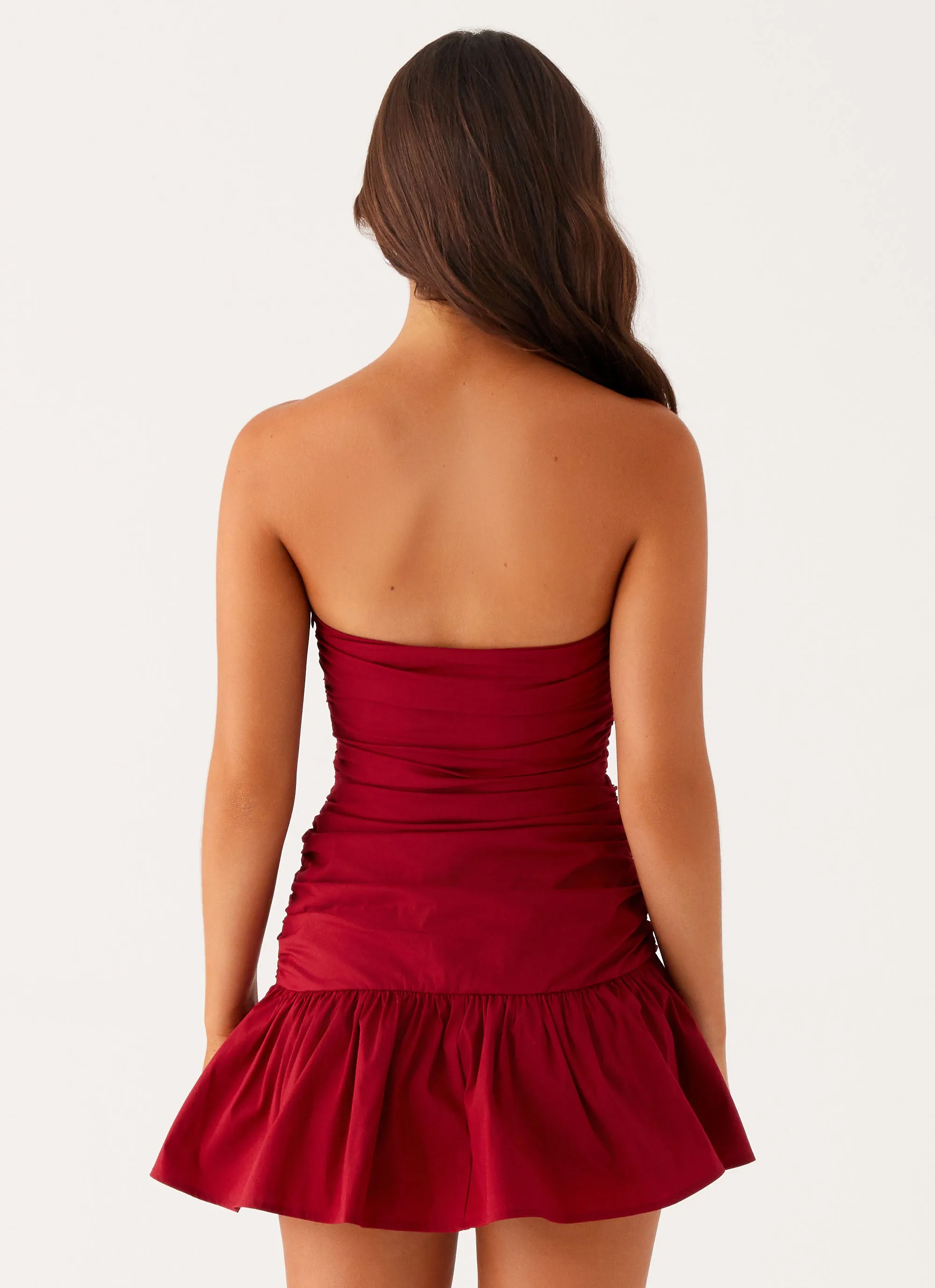 Push Button Closure Carmel Mini Dress - Merlot