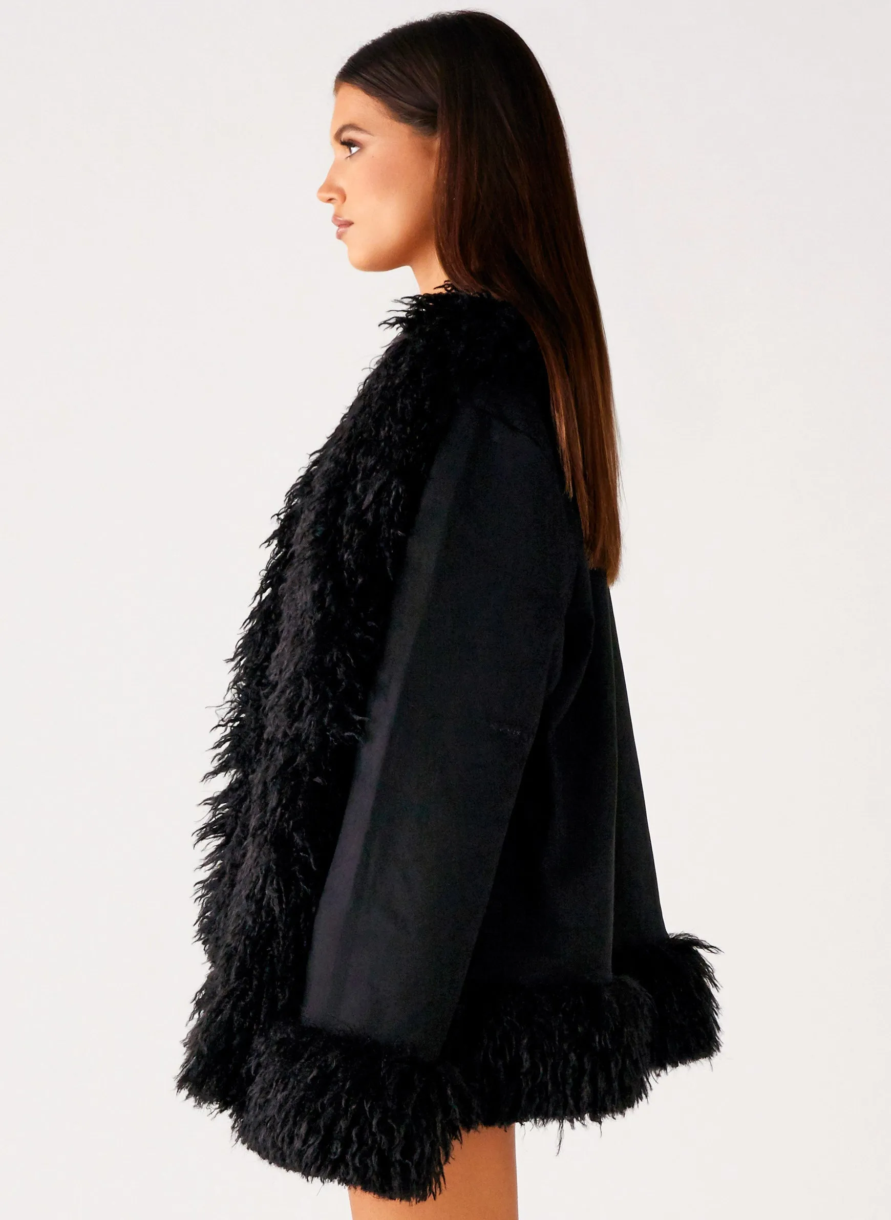Eco-friendly Carmelita Fur Trim Jacket - Black
