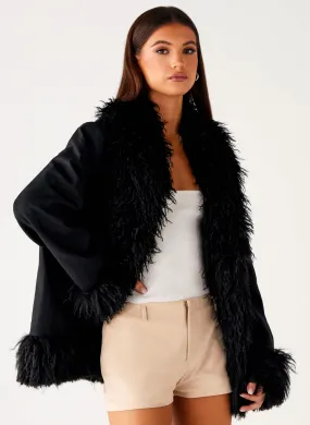 HiddenStorage Carmelita Fur Trim Jacket - Black