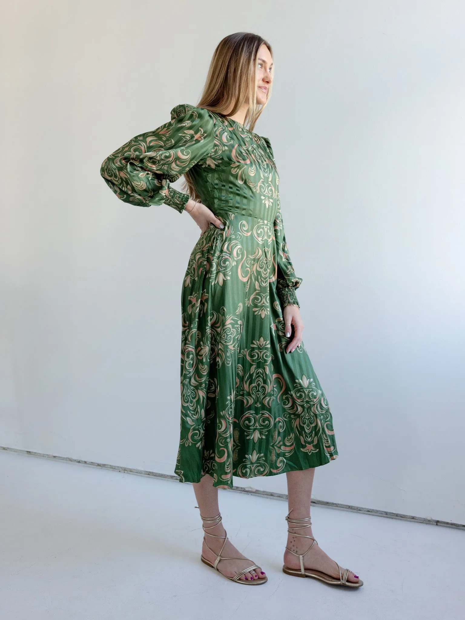 Front-Zip Caroline Midi Dress