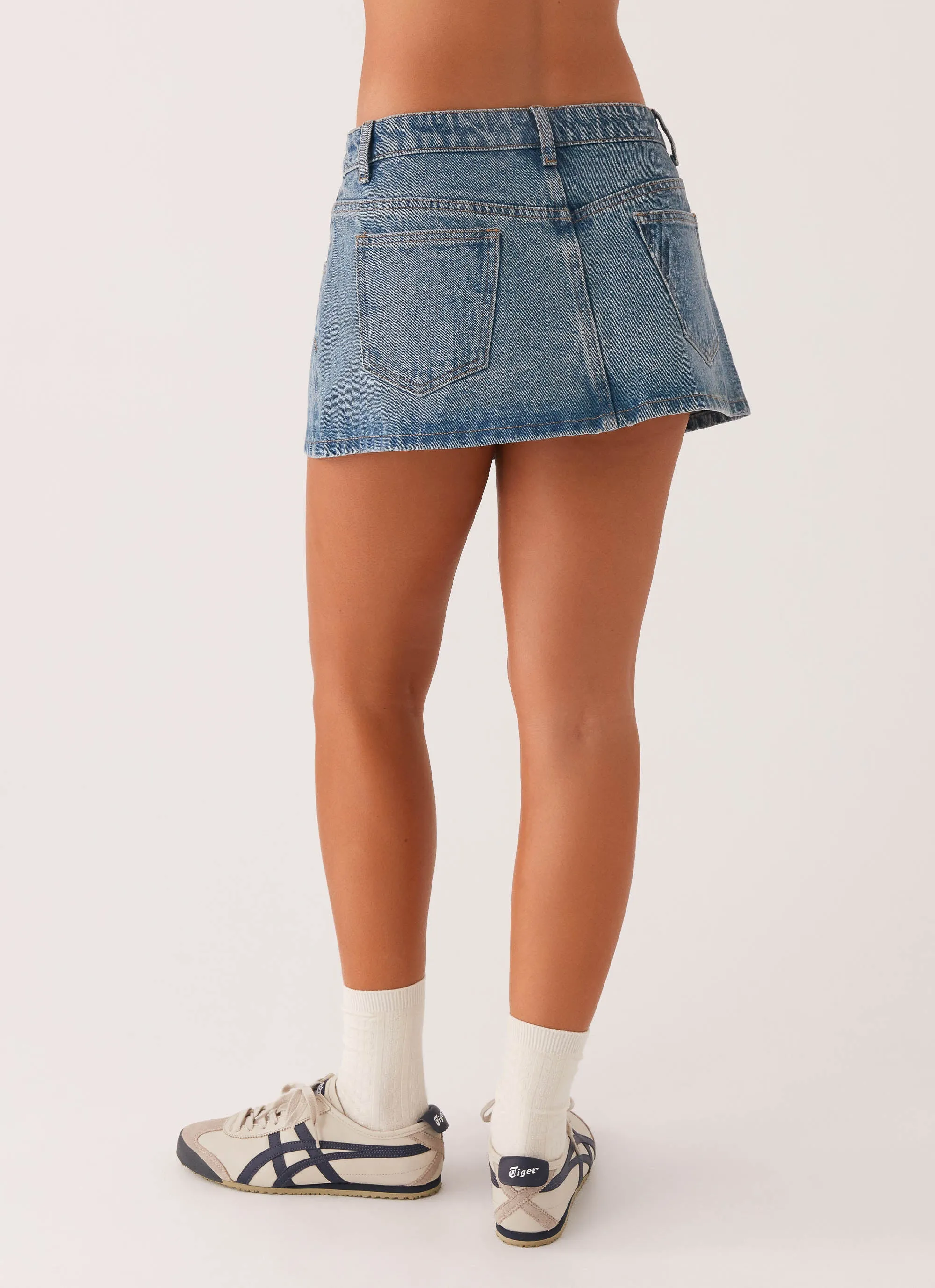 Carrie Denim Mini Skirt - Washed Indigo Easy Movement Fit Choice