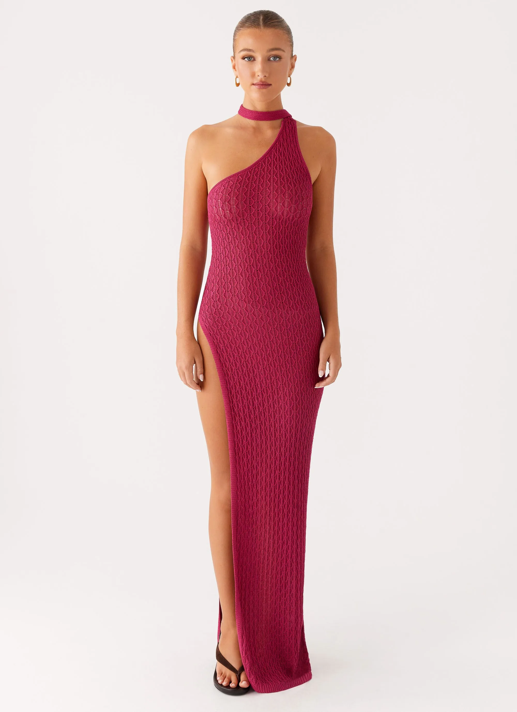 Carryn Knit Maxi Dress - Hot Pink Lightweight-Comfort Natural Feel