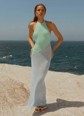 Perfectly Crafted Insulating-Lining Caspa Crochet Maxi Dress - Multi