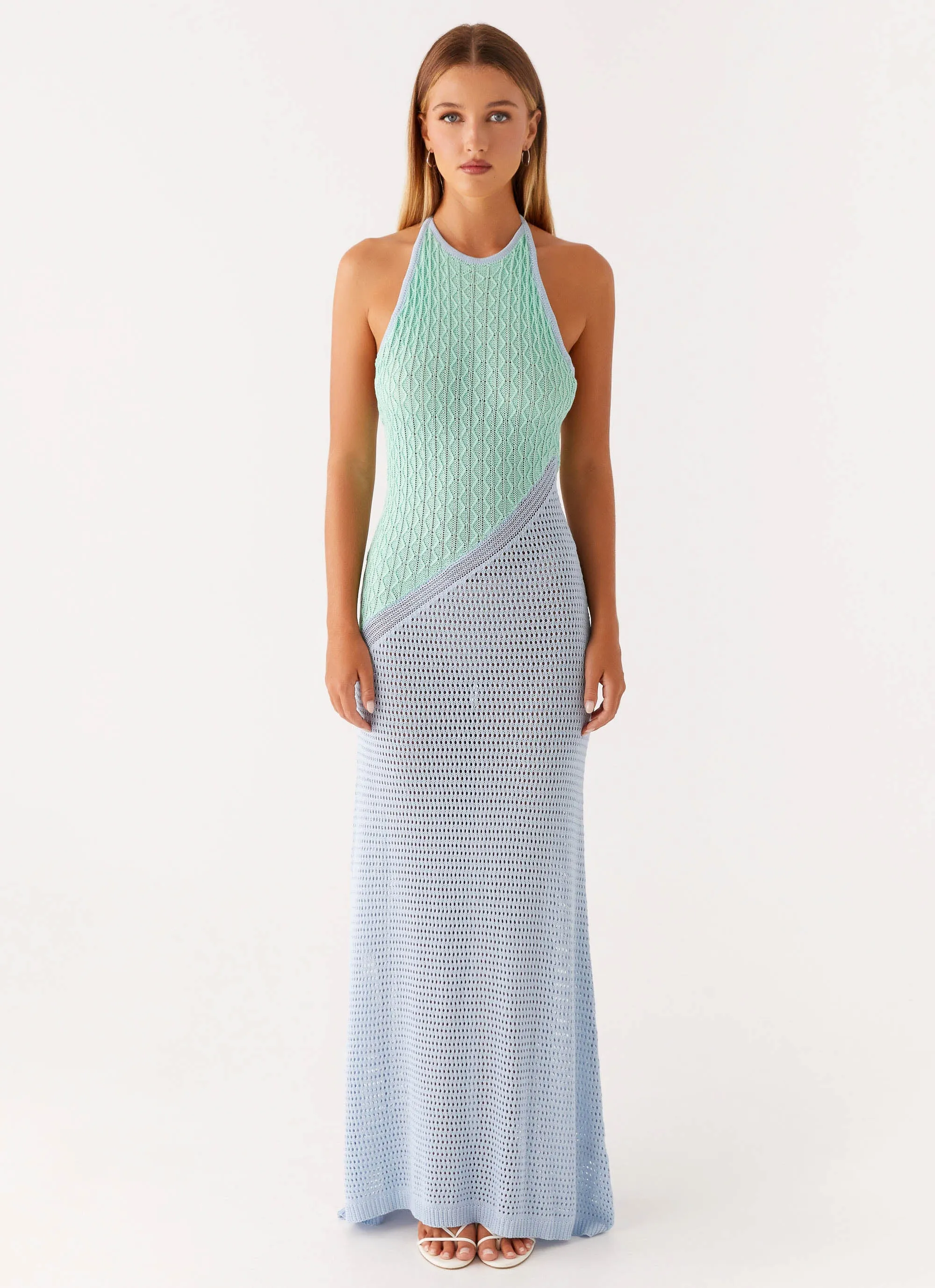 Caspa Crochet Maxi Dress - Multi Neat Stitch