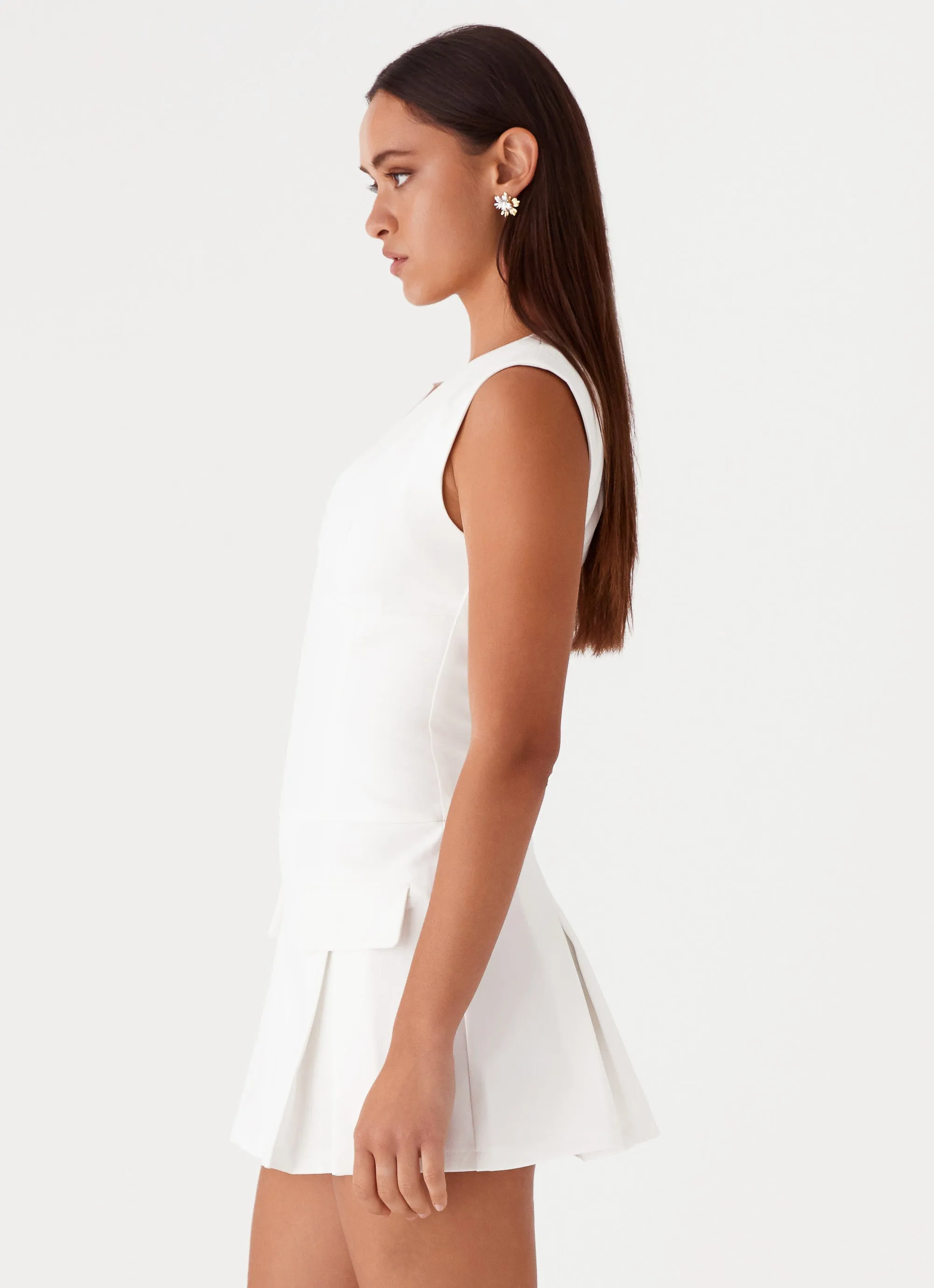 Gather Details Cassia Mini Dress - White