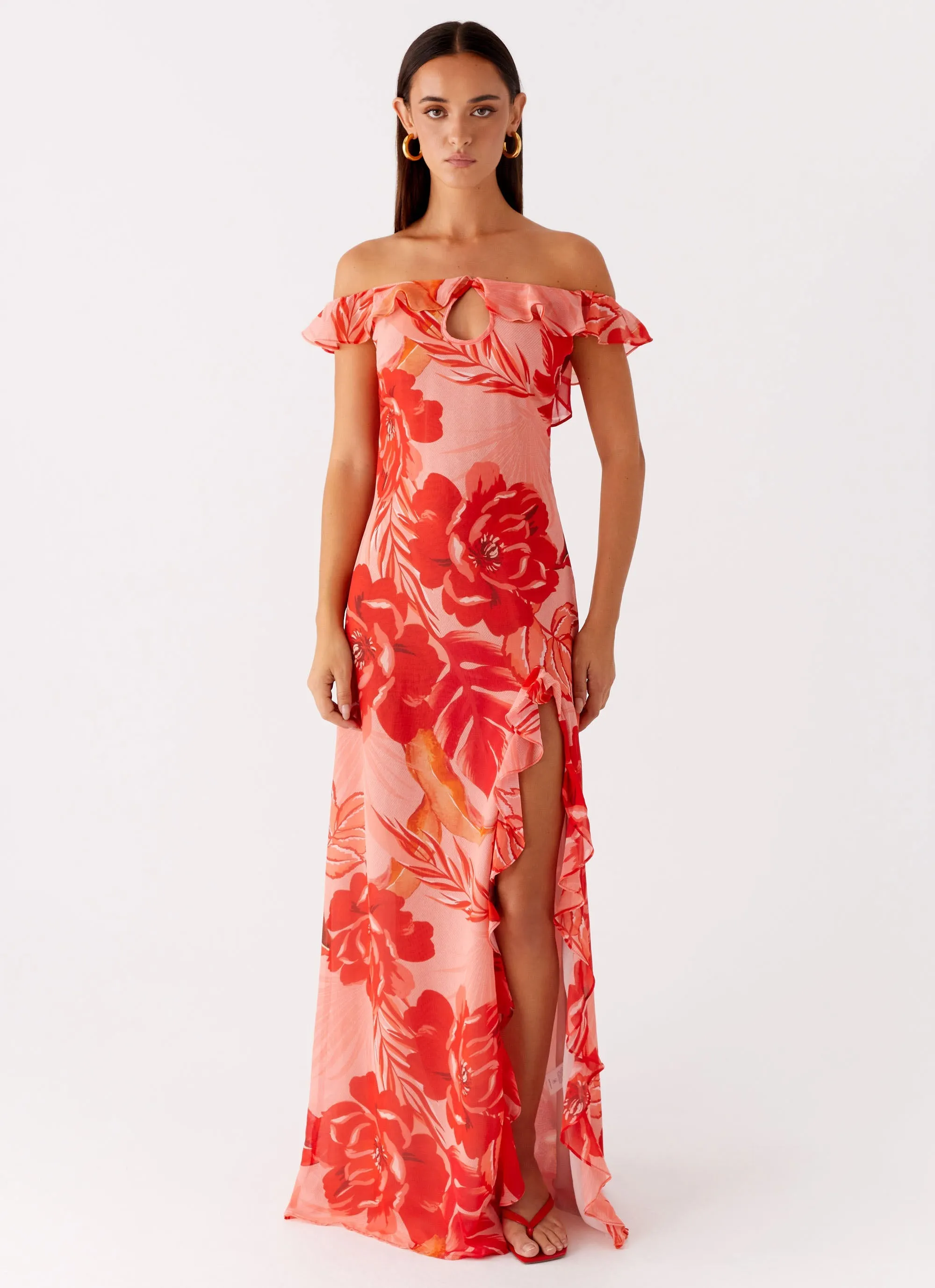 Cassiday Maxi Dress - Sicily Sunsets Print Artisanal-Detail