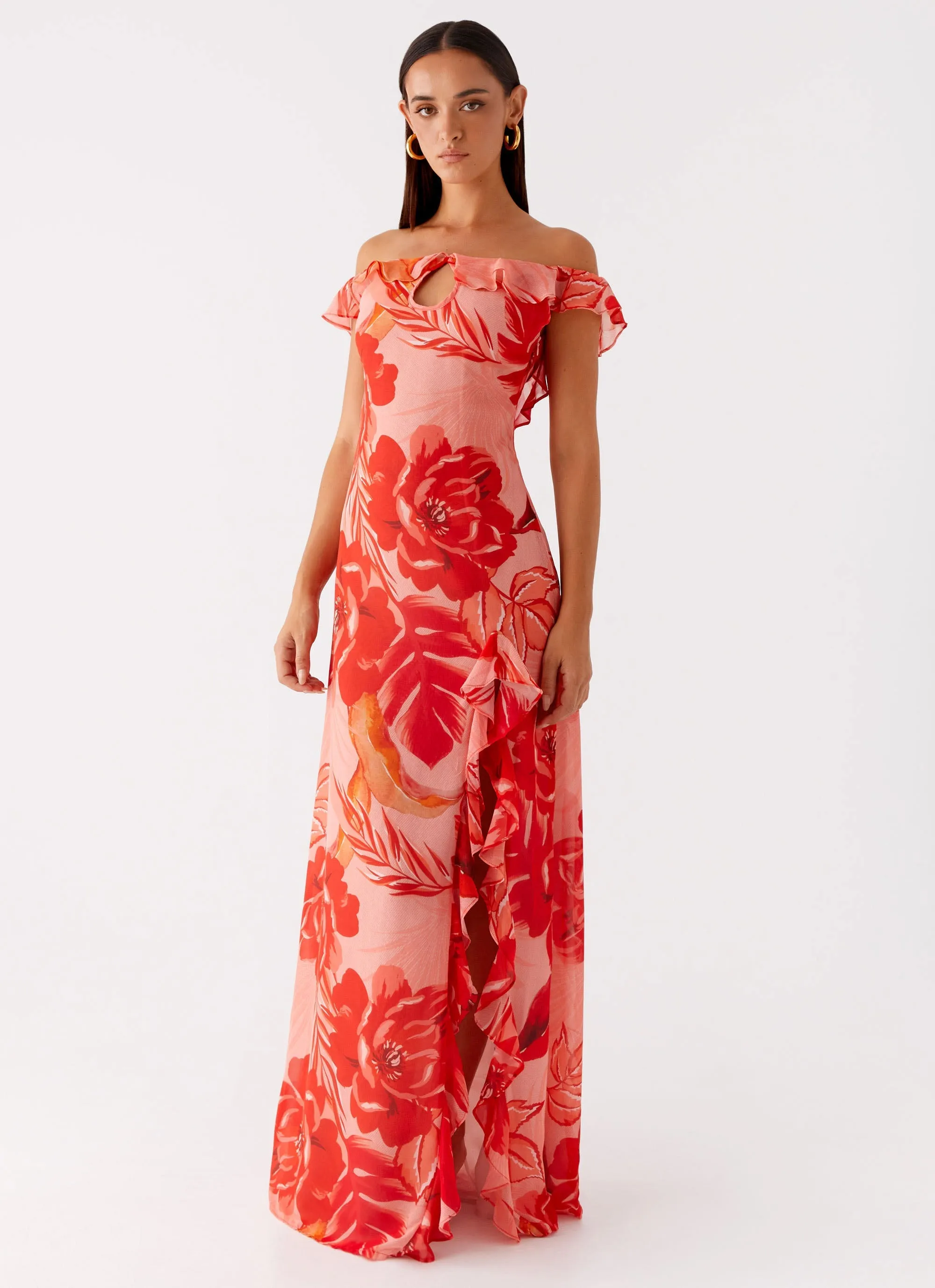 Cassiday Maxi Dress - Sicily Sunsets Print Subtle Charm