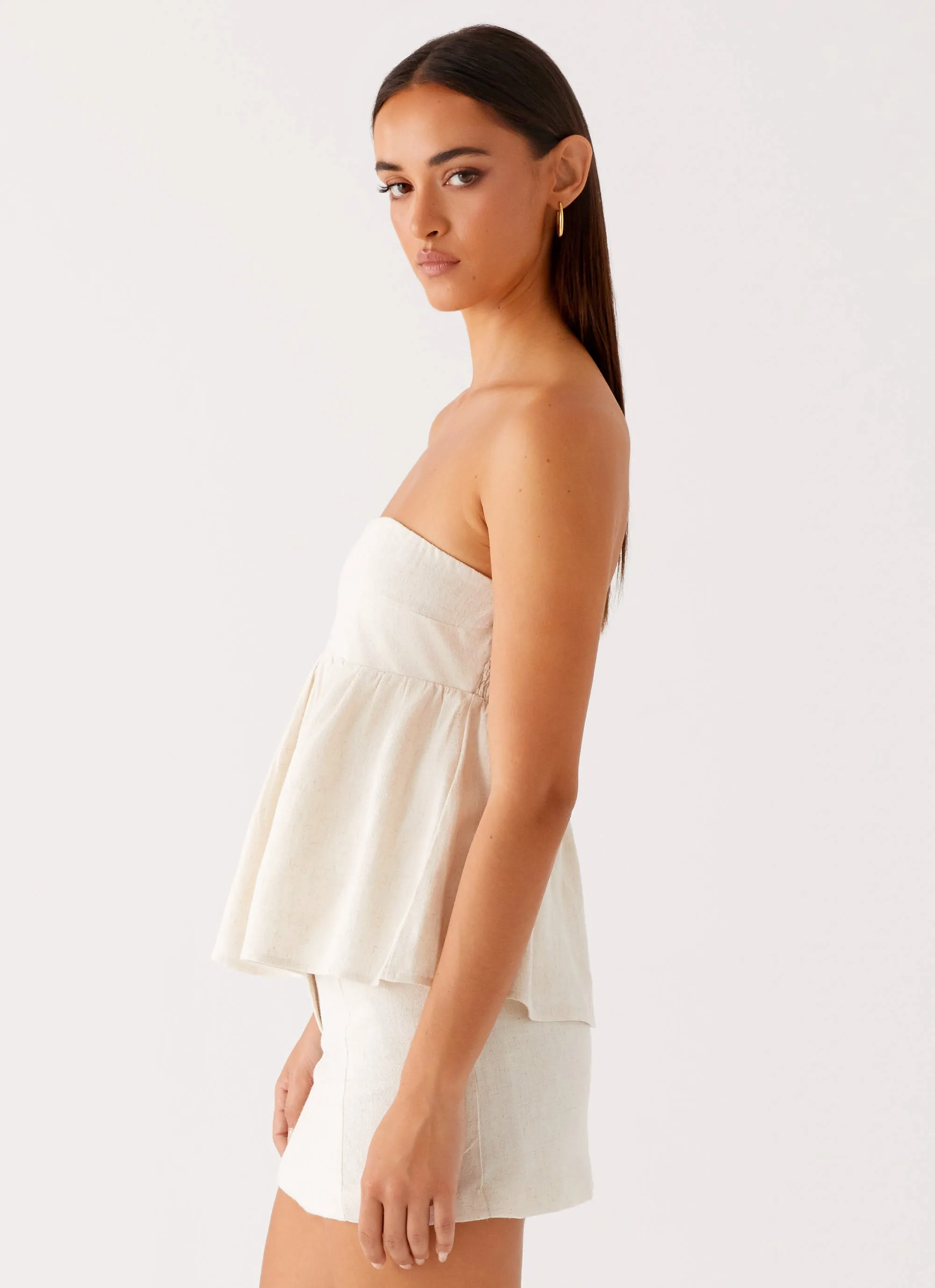 Cassie Tube Top - Oat Flexible Material LightweightFabric