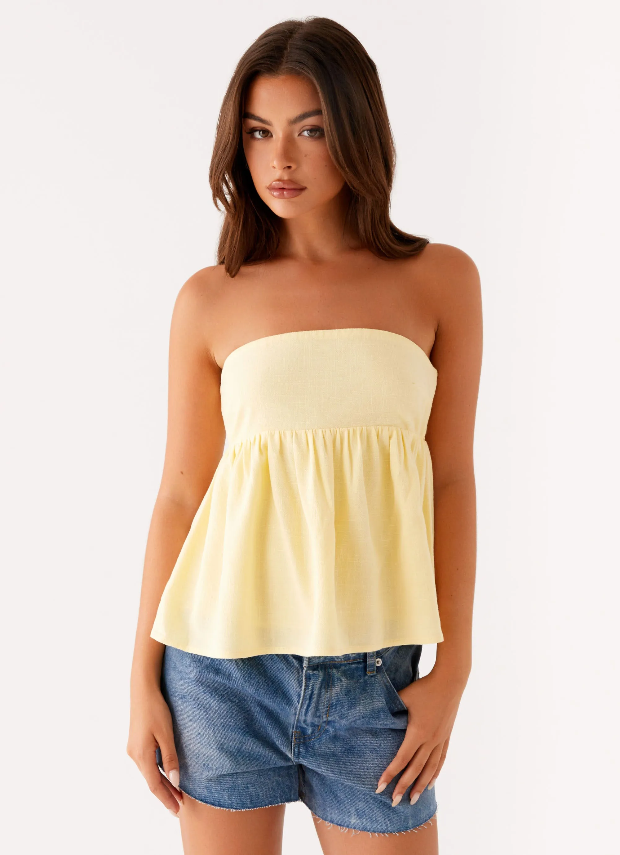Cassie Tube Top - Yellow Recycled Polyester