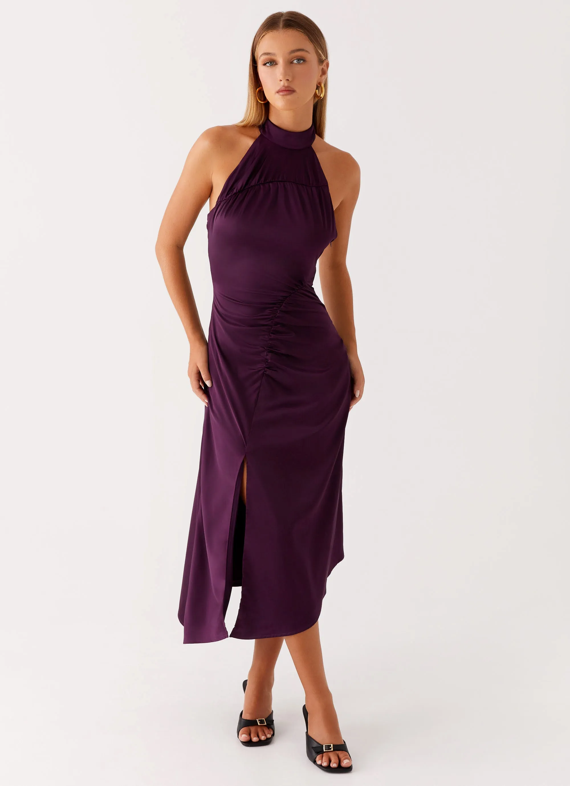 Casta Halterneck Midi Dress - Plum Timeless Edge Perfect for Travel