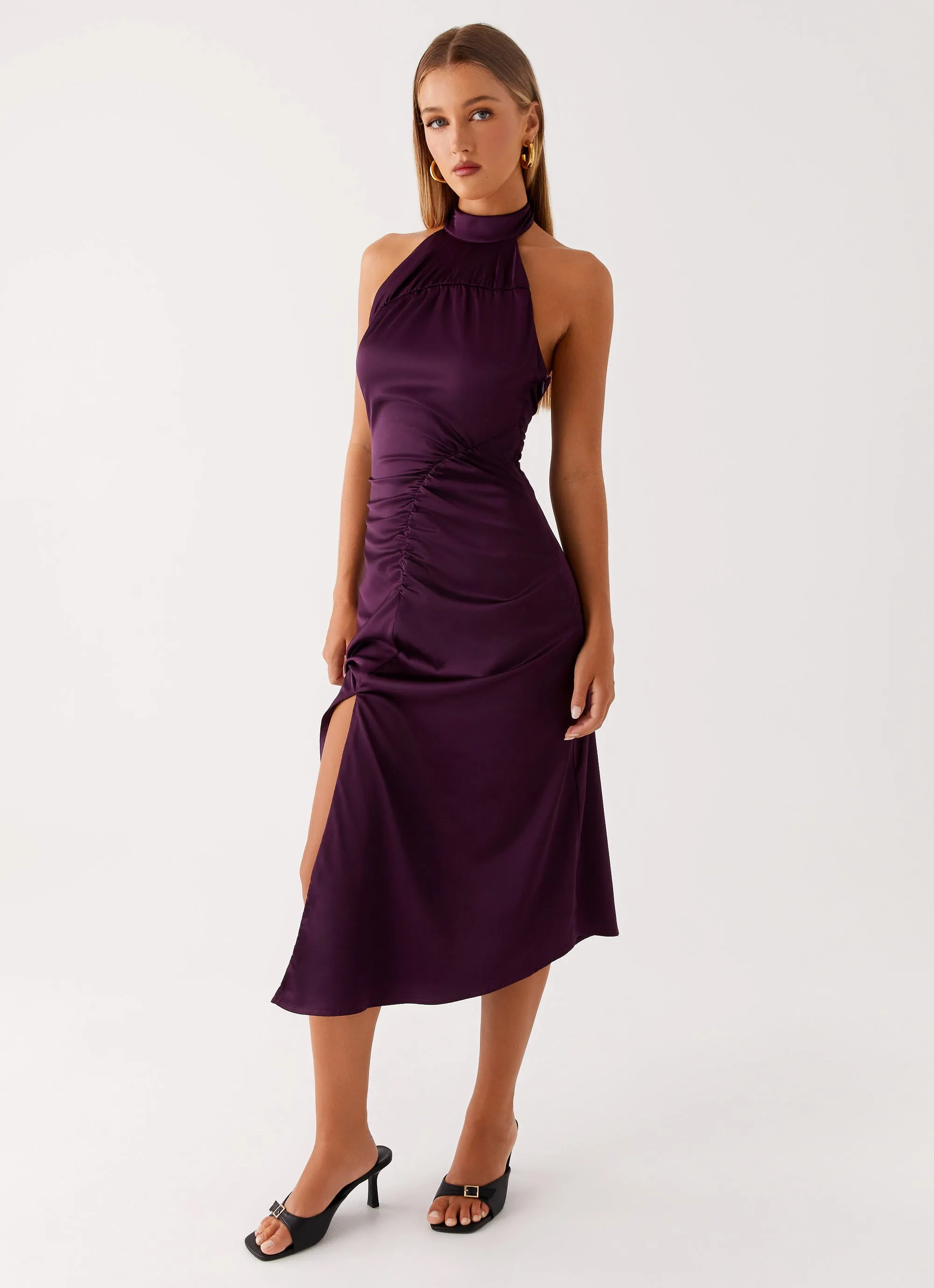 City Ready Casta Halterneck Midi Dress - Plum