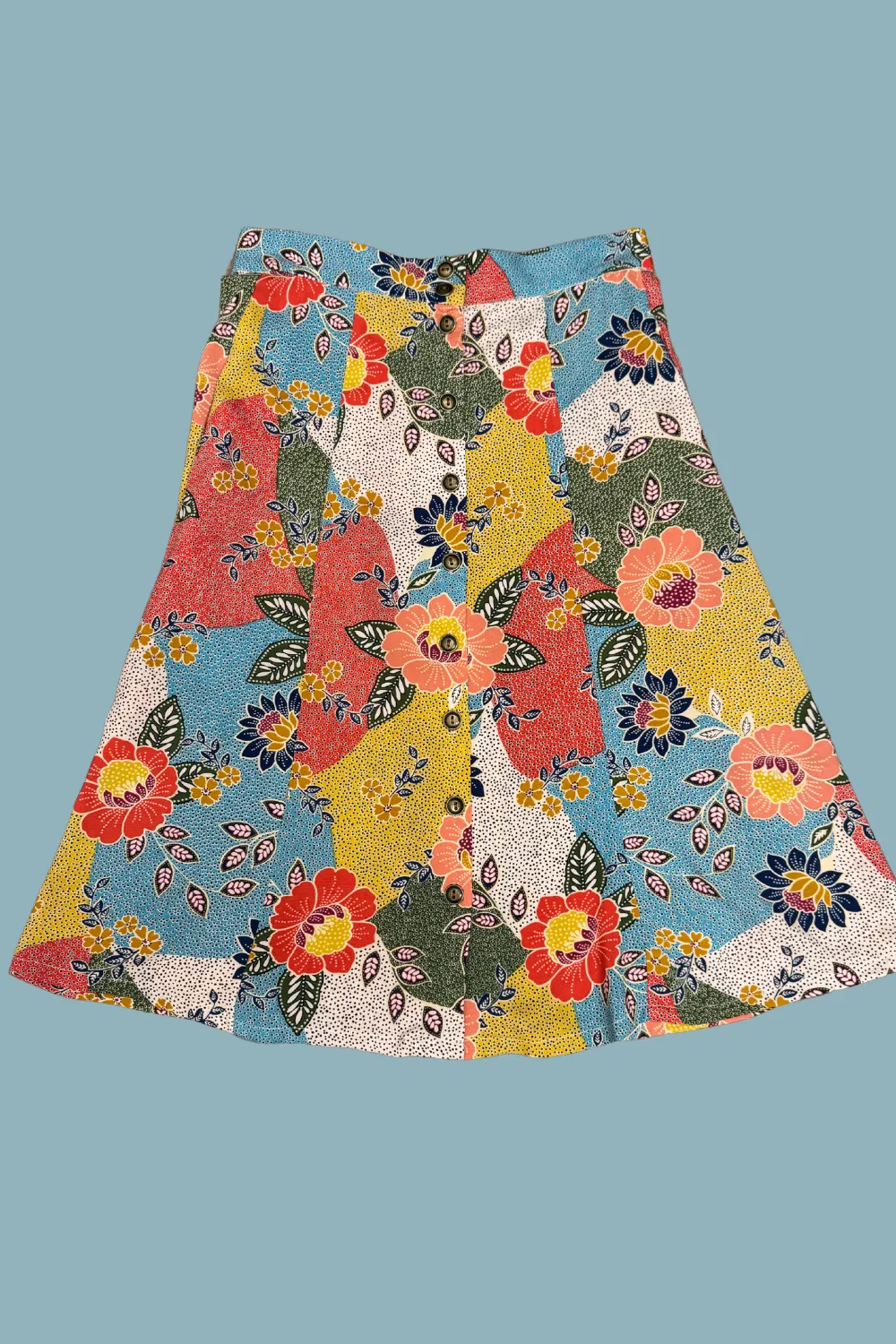 Tall Length Non Iron Technology Bae Skirt in Patchwork Party Challis