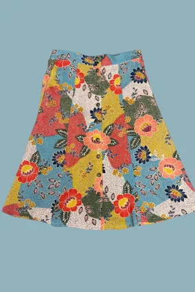 Tall Length Non Iron Technology Bae Skirt in Patchwork Party Challis