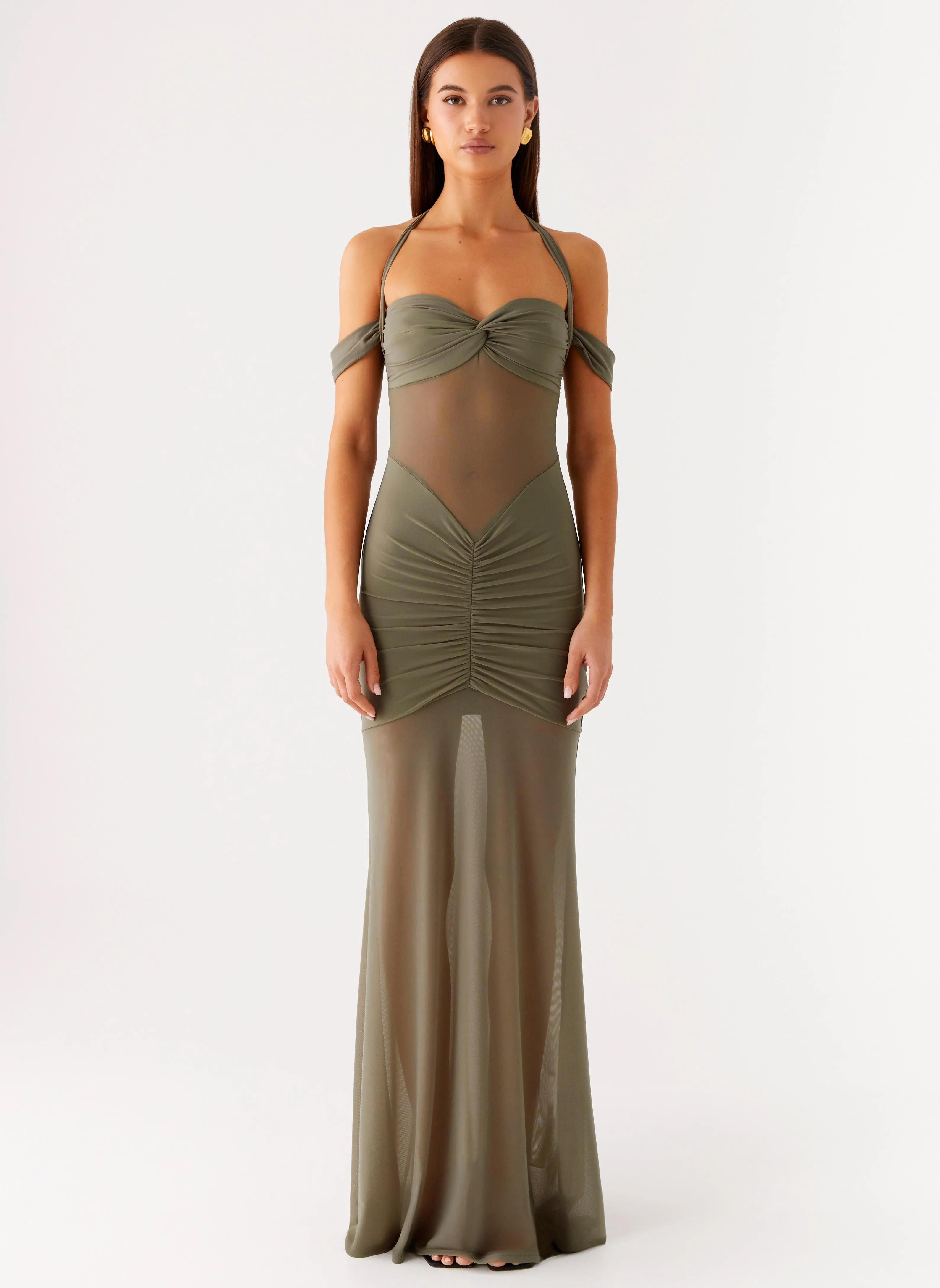 Young Edge Collared Ivy Lane Maxi Dress - Olive