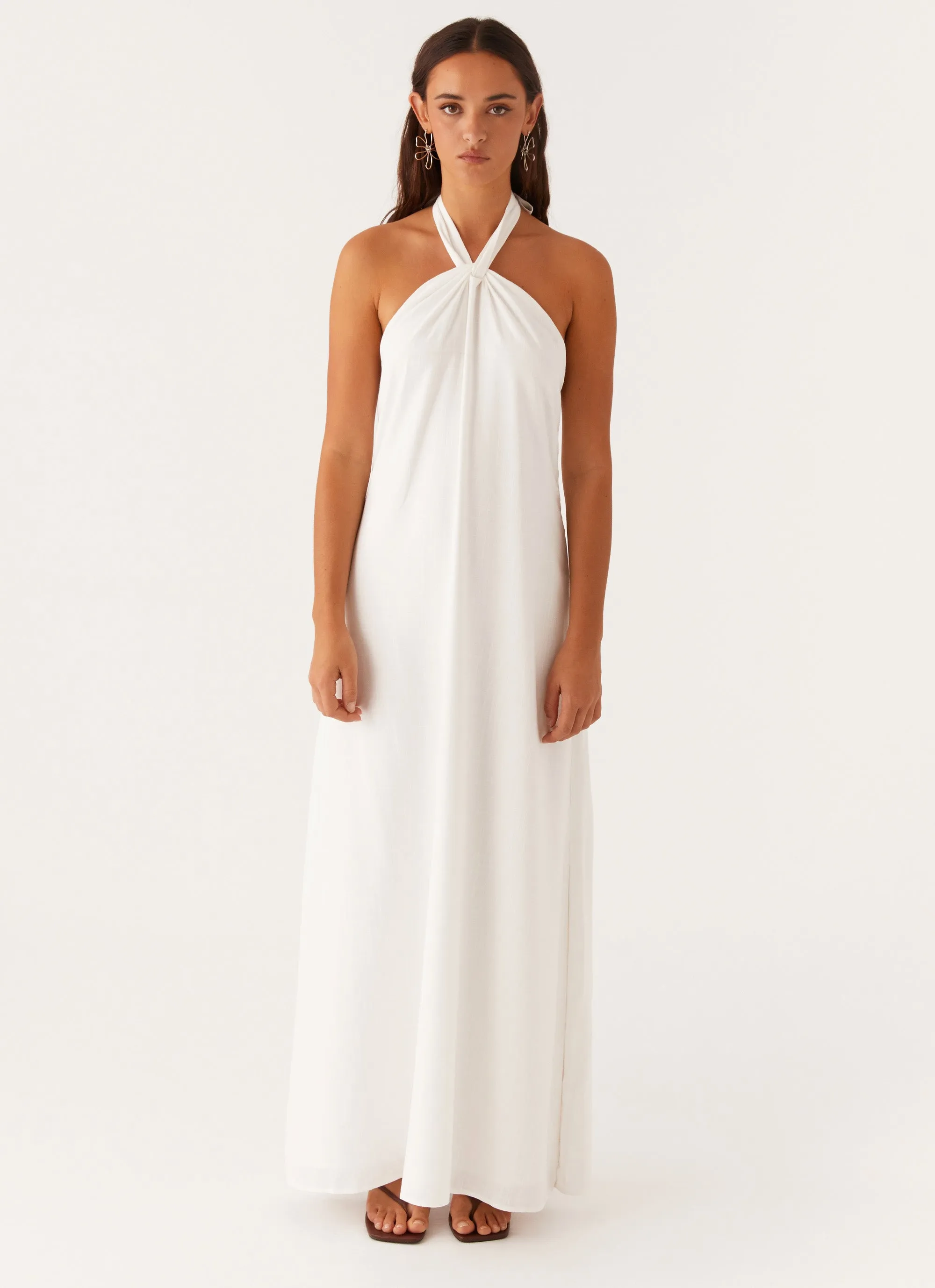Golden Child Linen Maxi Dress - White Tear-resistant Versatile Cut