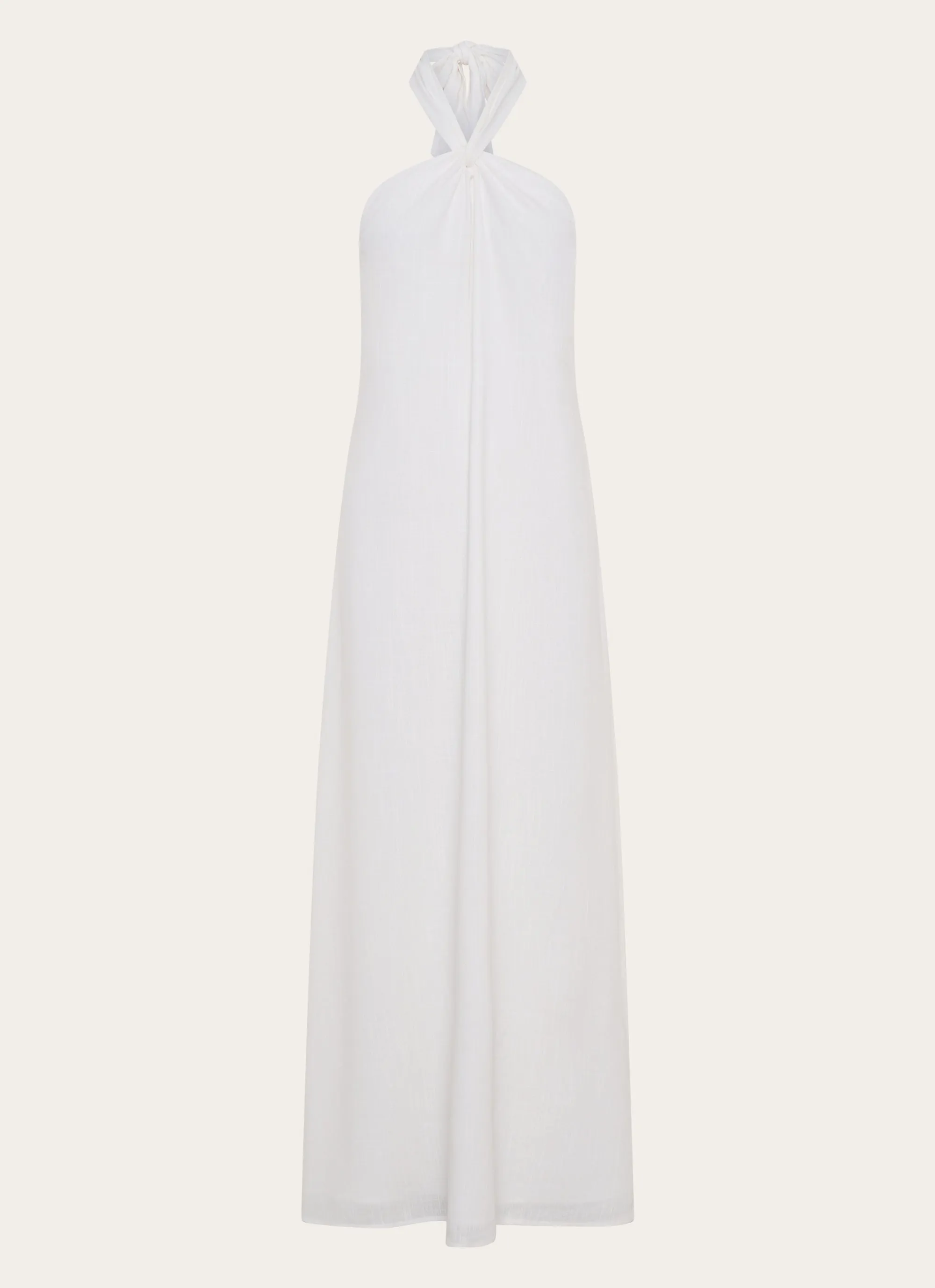 Vibrant Hue Golden Child Linen Maxi Dress - White