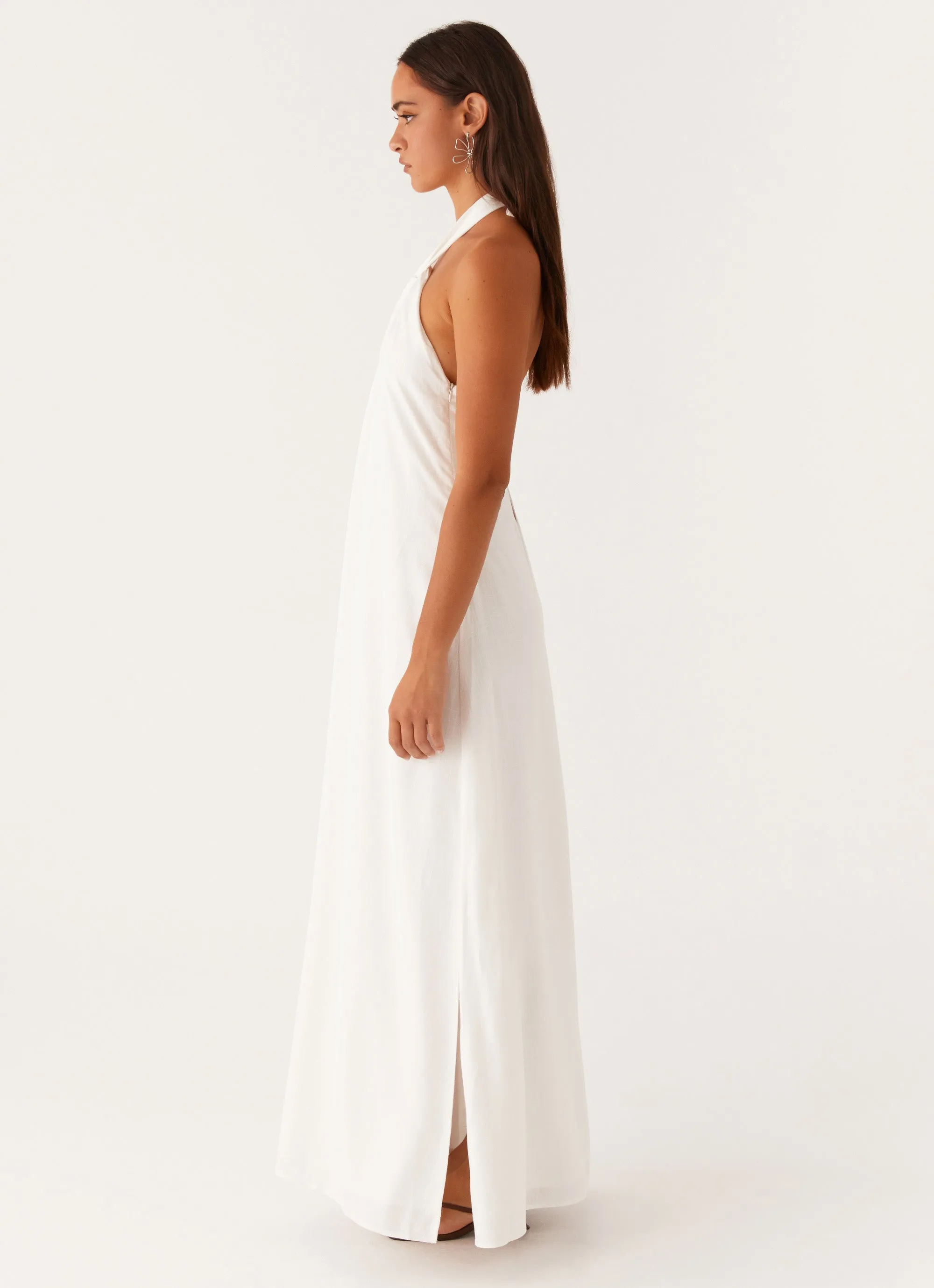 Kind Light Golden Child Linen Maxi Dress - White