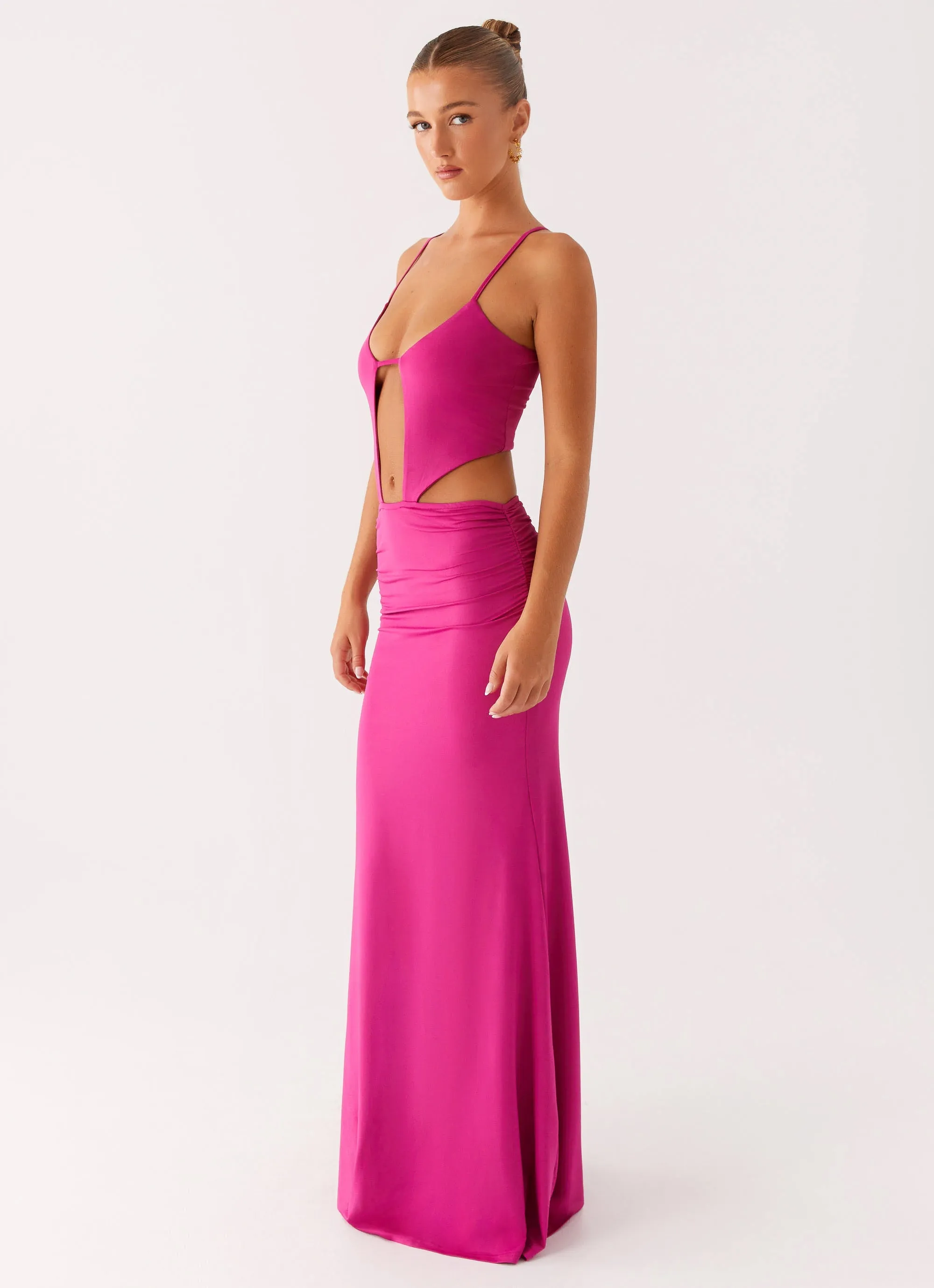 Headliner Maxi Dress - Fuchsia Fall Layer Lunch Date