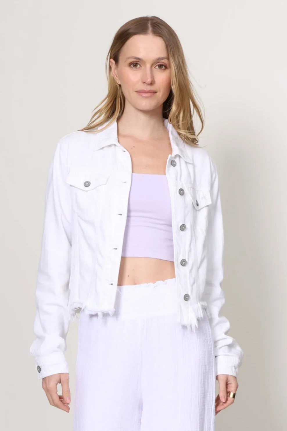 Cropped Fitted Jacket with Fray Customizable length Streetwear Fan Premium