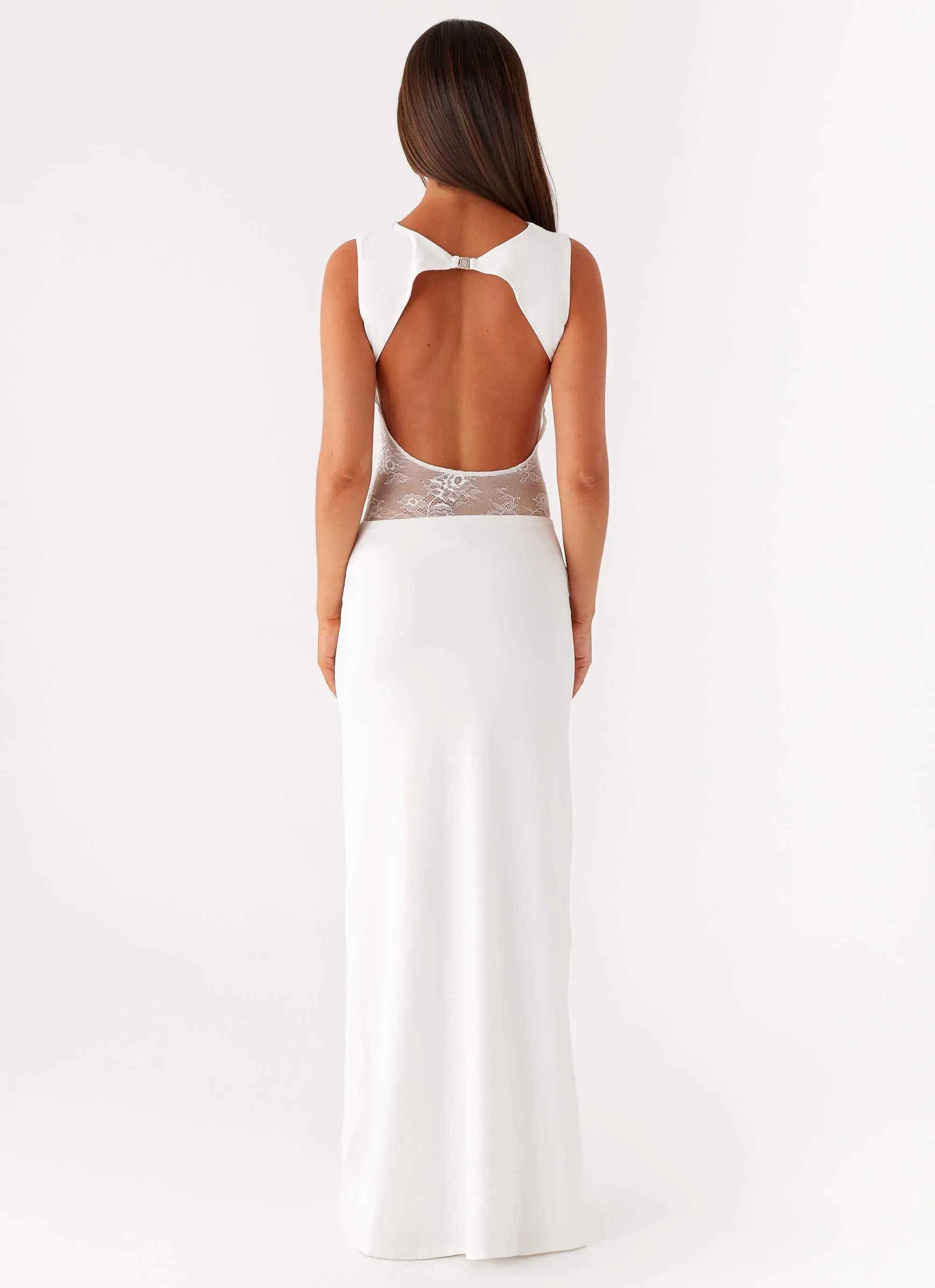 Trendy And Comfortable Birthday-Celebration Medina Lace Maxi Dress - White