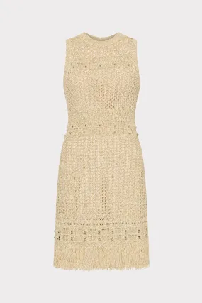 Breathable Material Love Soft Beaded Fringe Knit Mini Dress