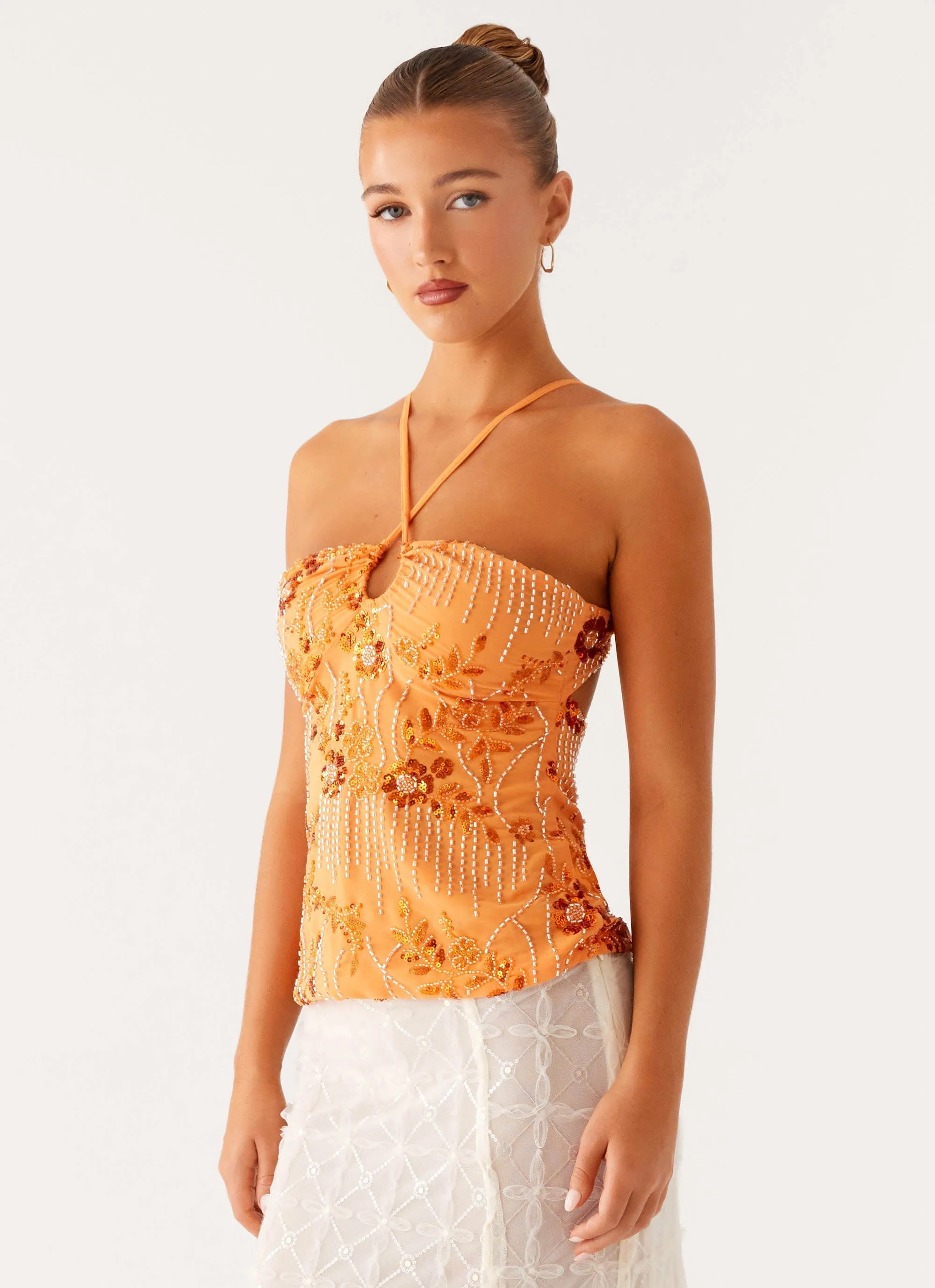 LowImpact Manufacturing Catalina Sequin Top - Orange