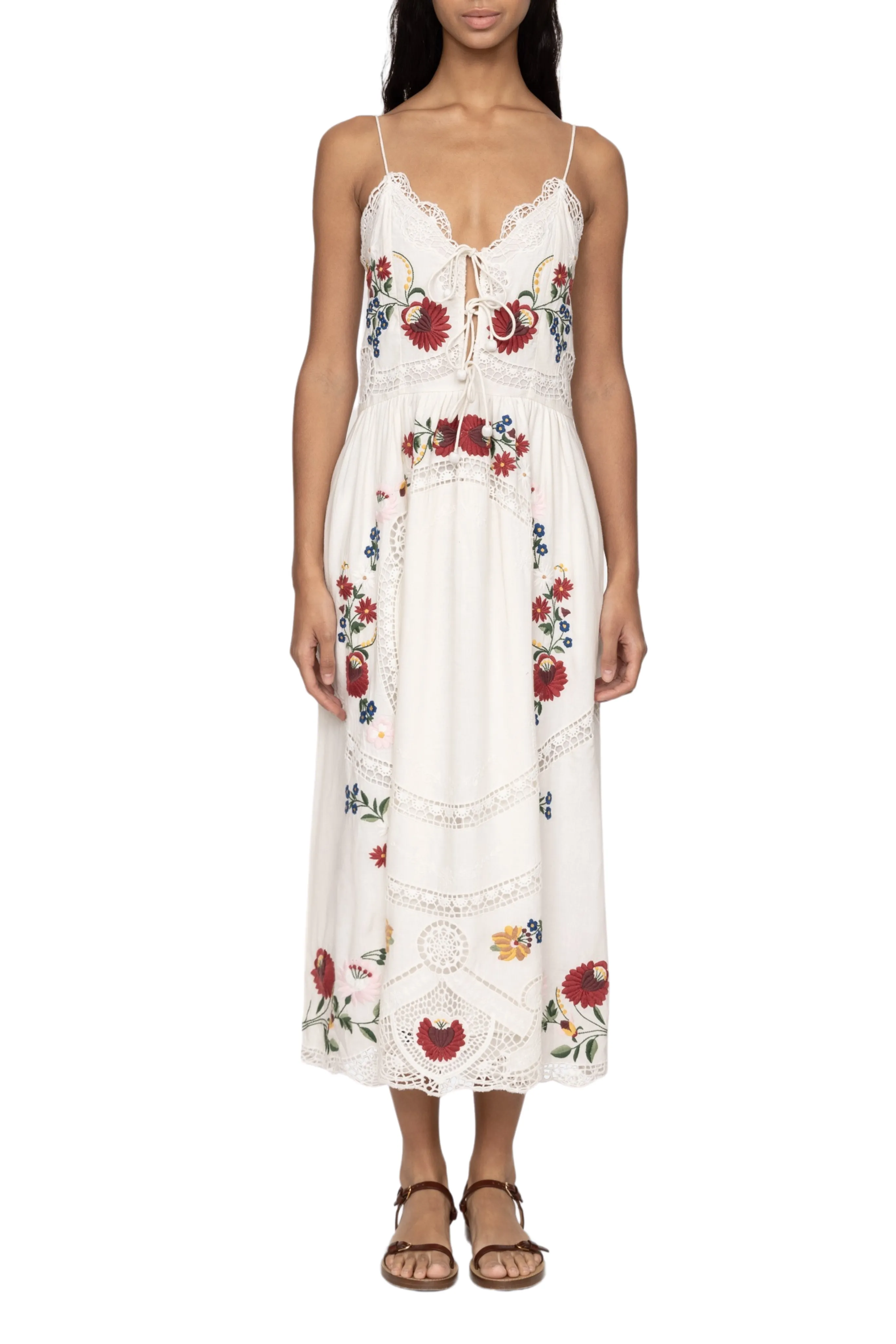 Feminine Charm Pose Sweet Celia Embroidery Slip Dress