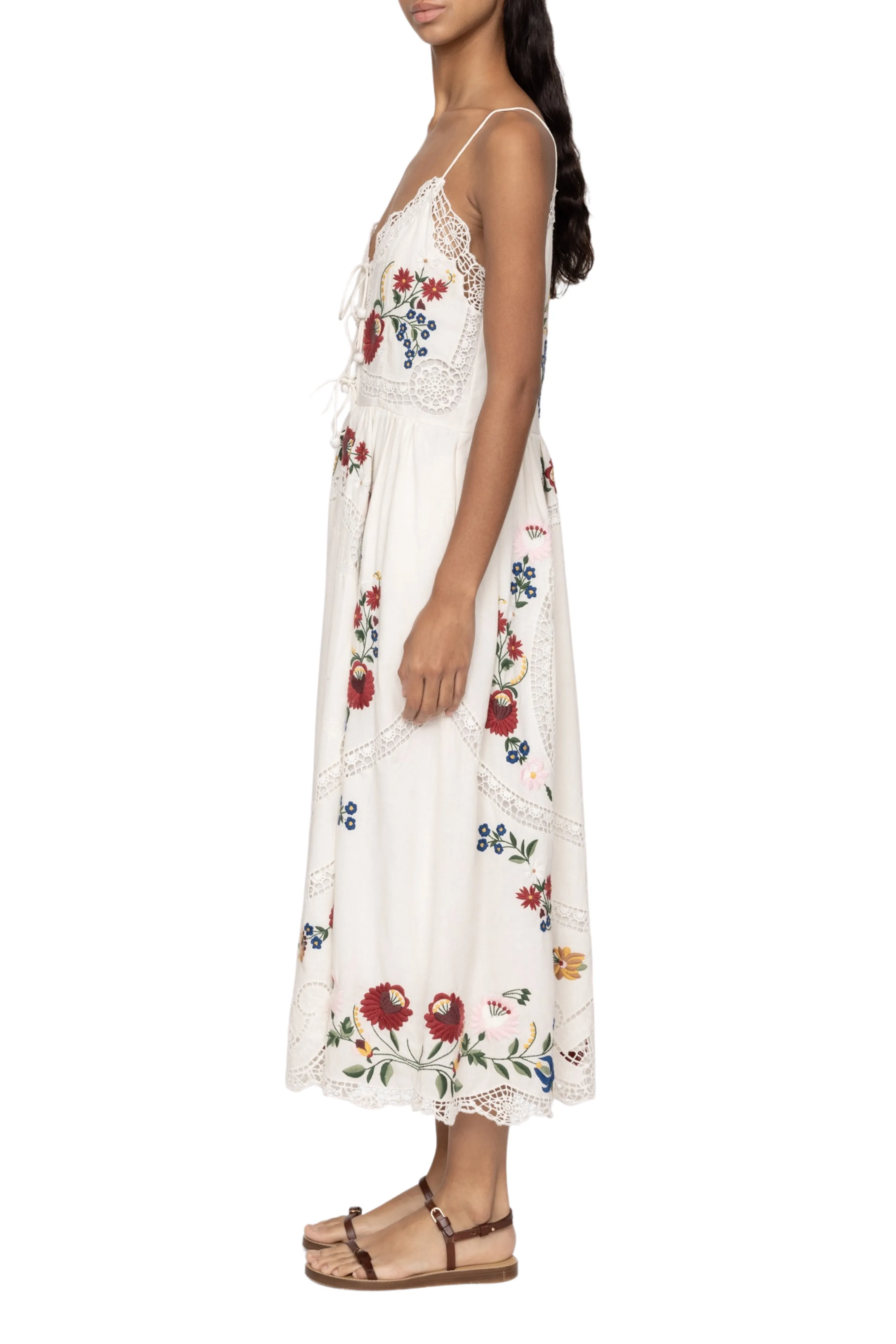 Celia Embroidery Slip Dress High Cut