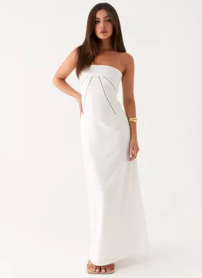 Cerisa Linen Maxi Dress - White Sophisticated Cut