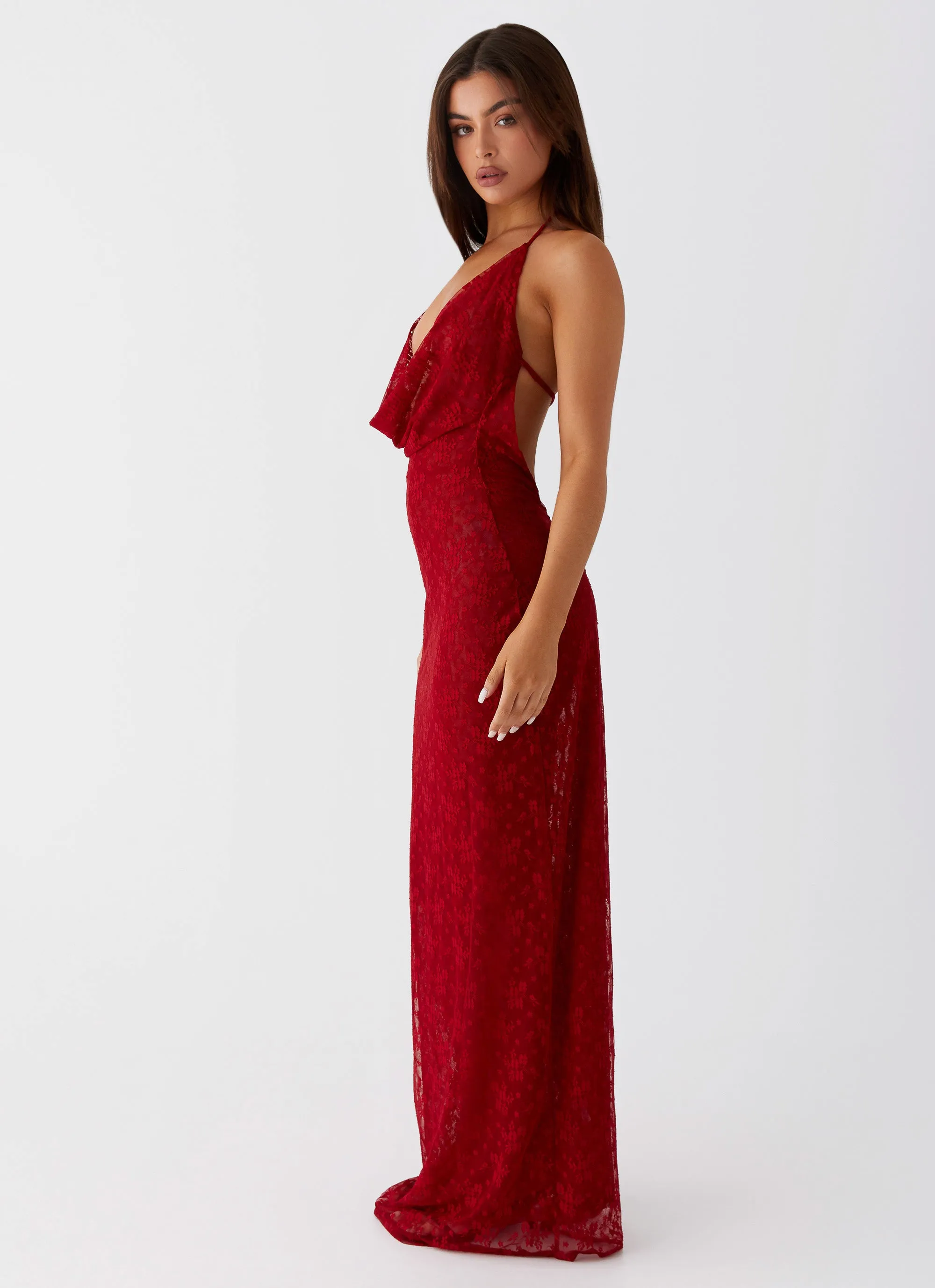 Relax Piece Champagne Coastline Maxi Dress - Dark Red