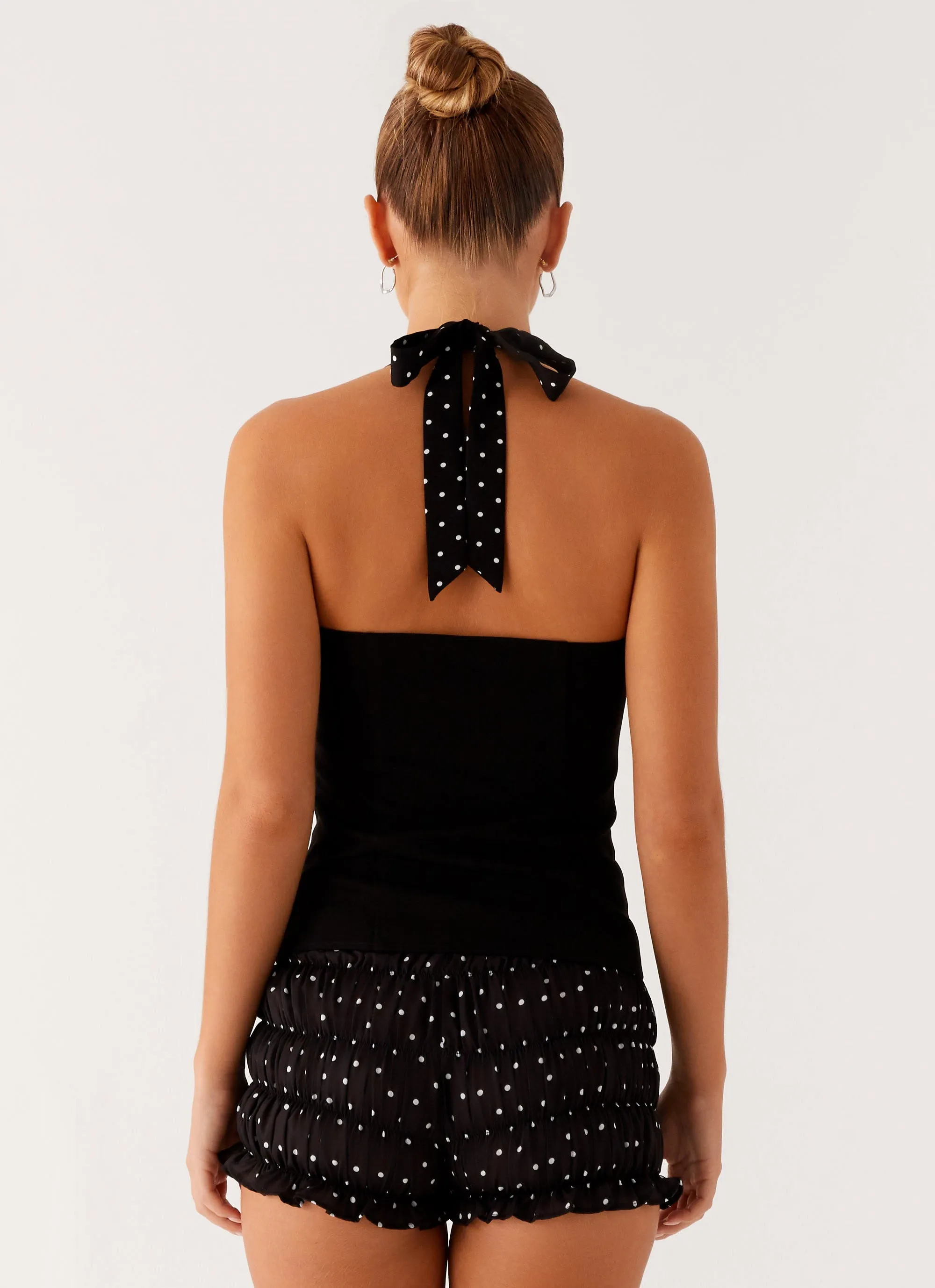 Channel Bustier Top - Black Polka Dot EasyClean