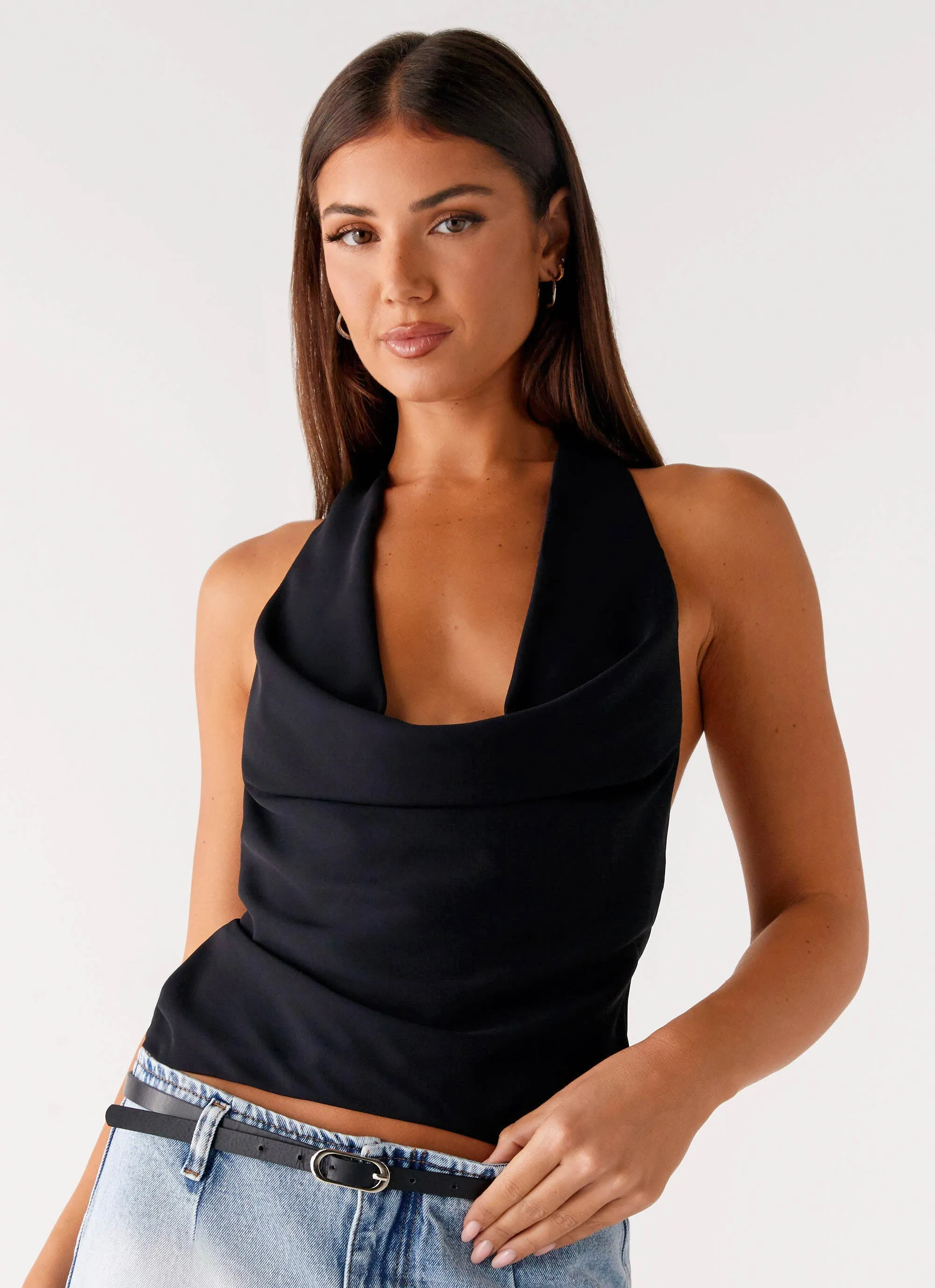 SeamlessConstruction Charli Cowl Top - Black