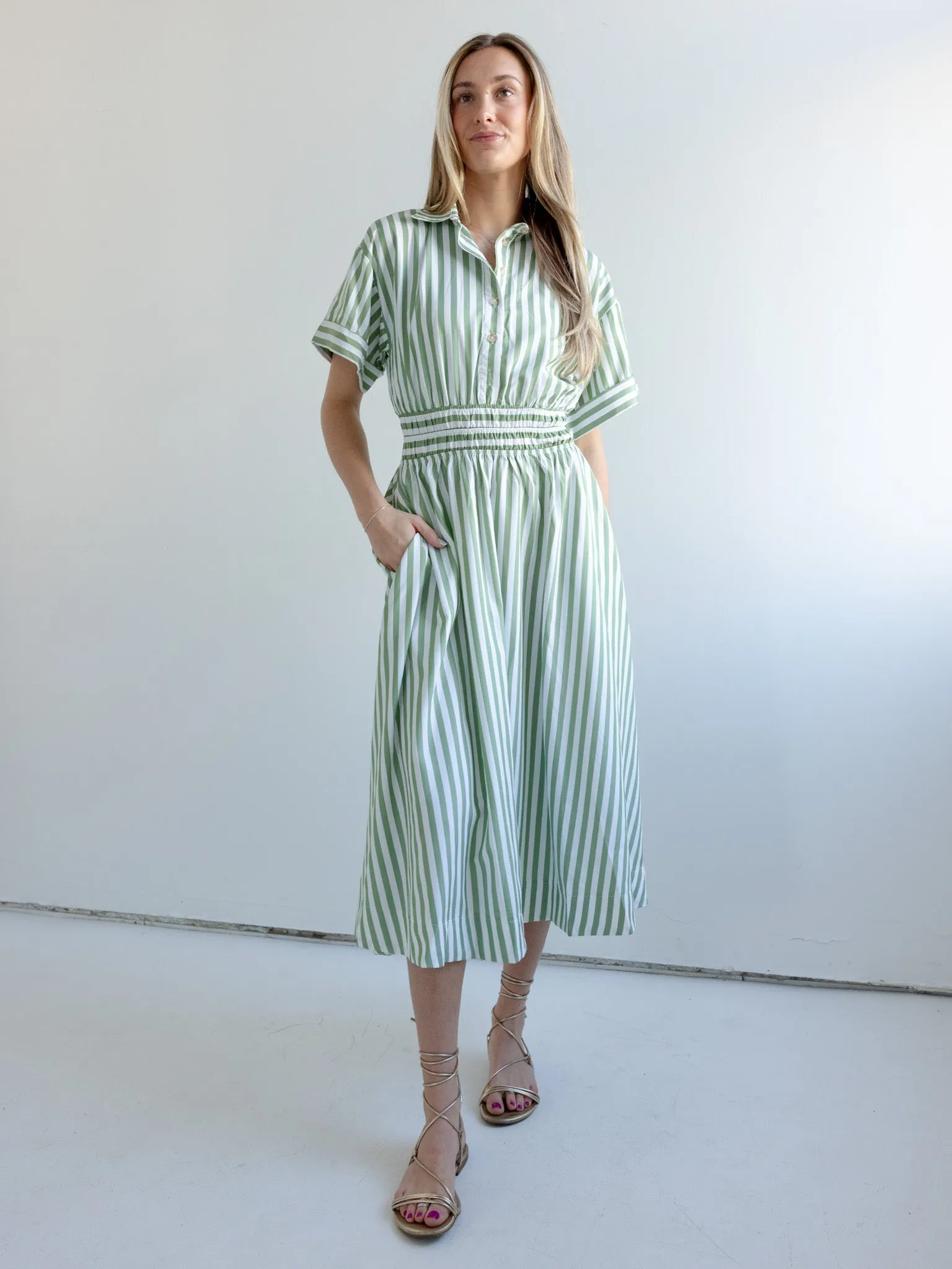 Charlie Stripe Dress petite size Comfort Mode