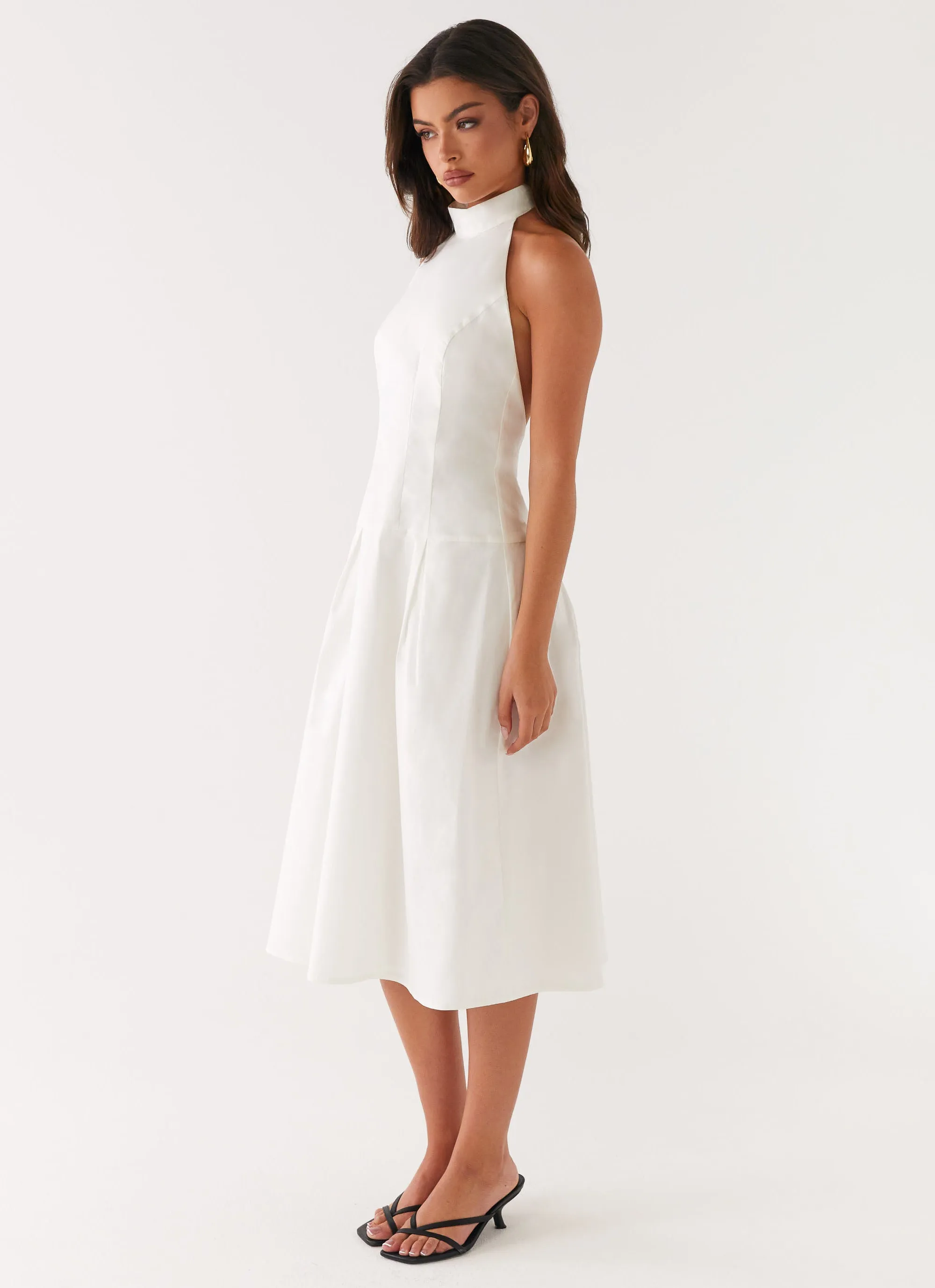 Calla Halter Midi Dress - White Dance-Party