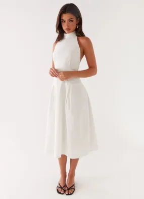 Calla Halter Midi Dress - White Minimalist Look