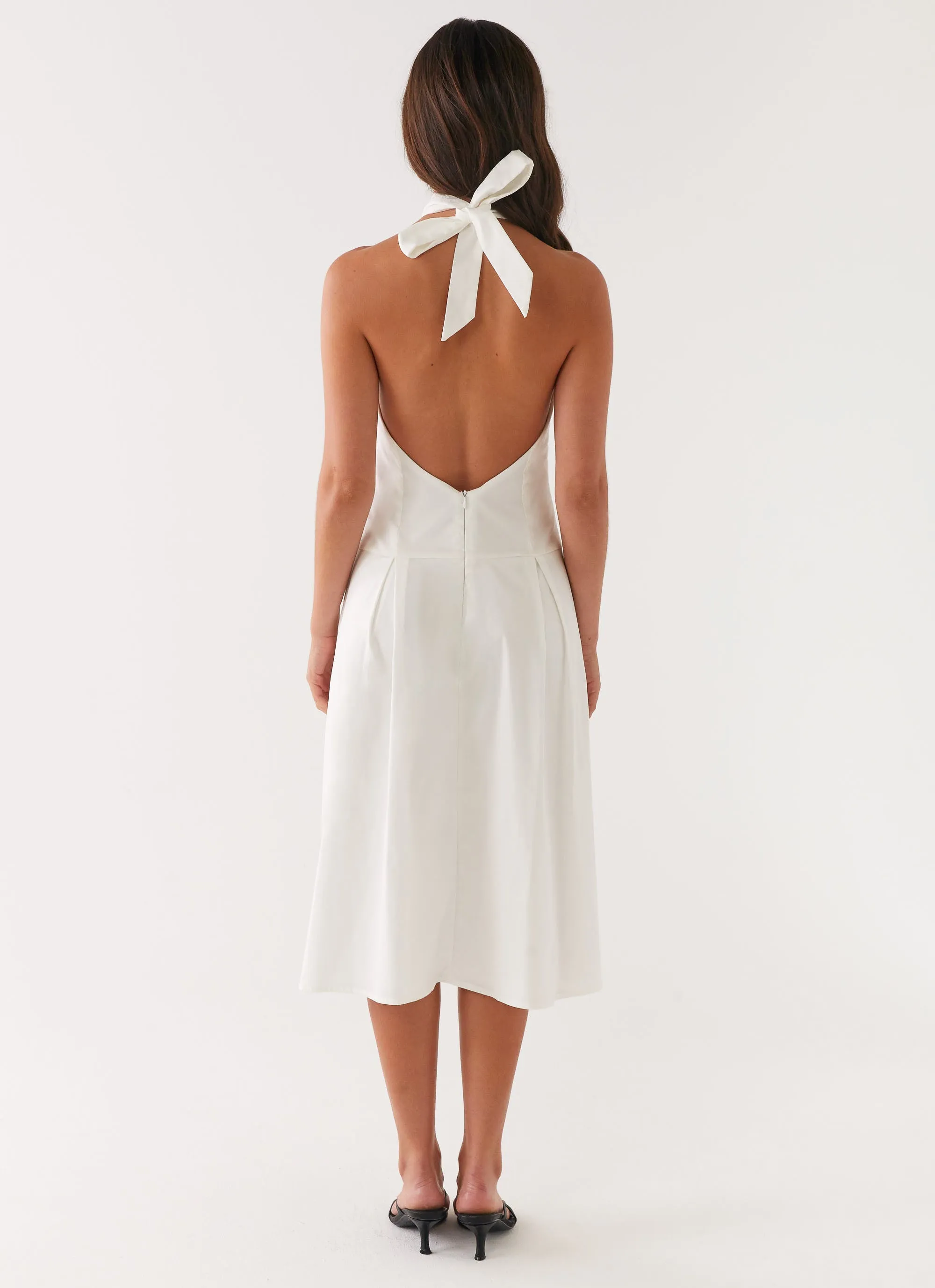 Resort Ready Calla Halter Midi Dress - White