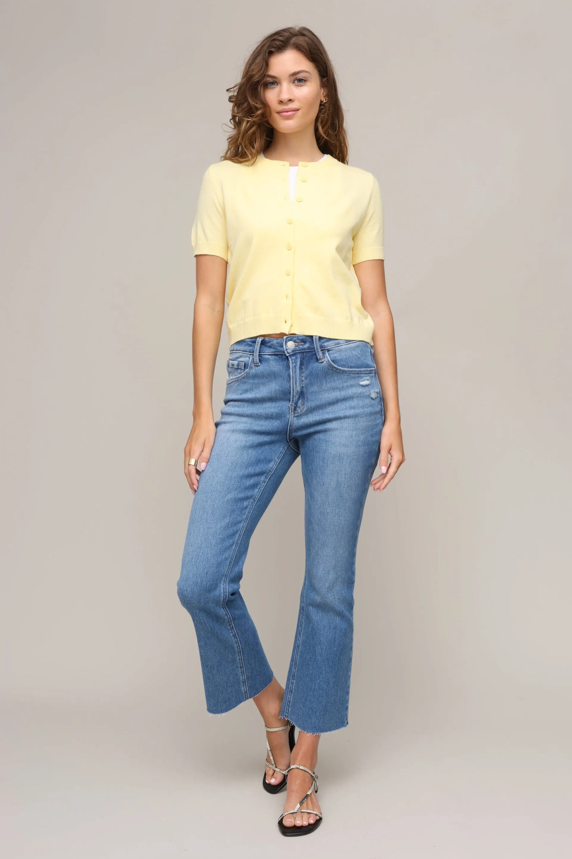 elastic waistband Chelsea Short Sleeve Cardigan