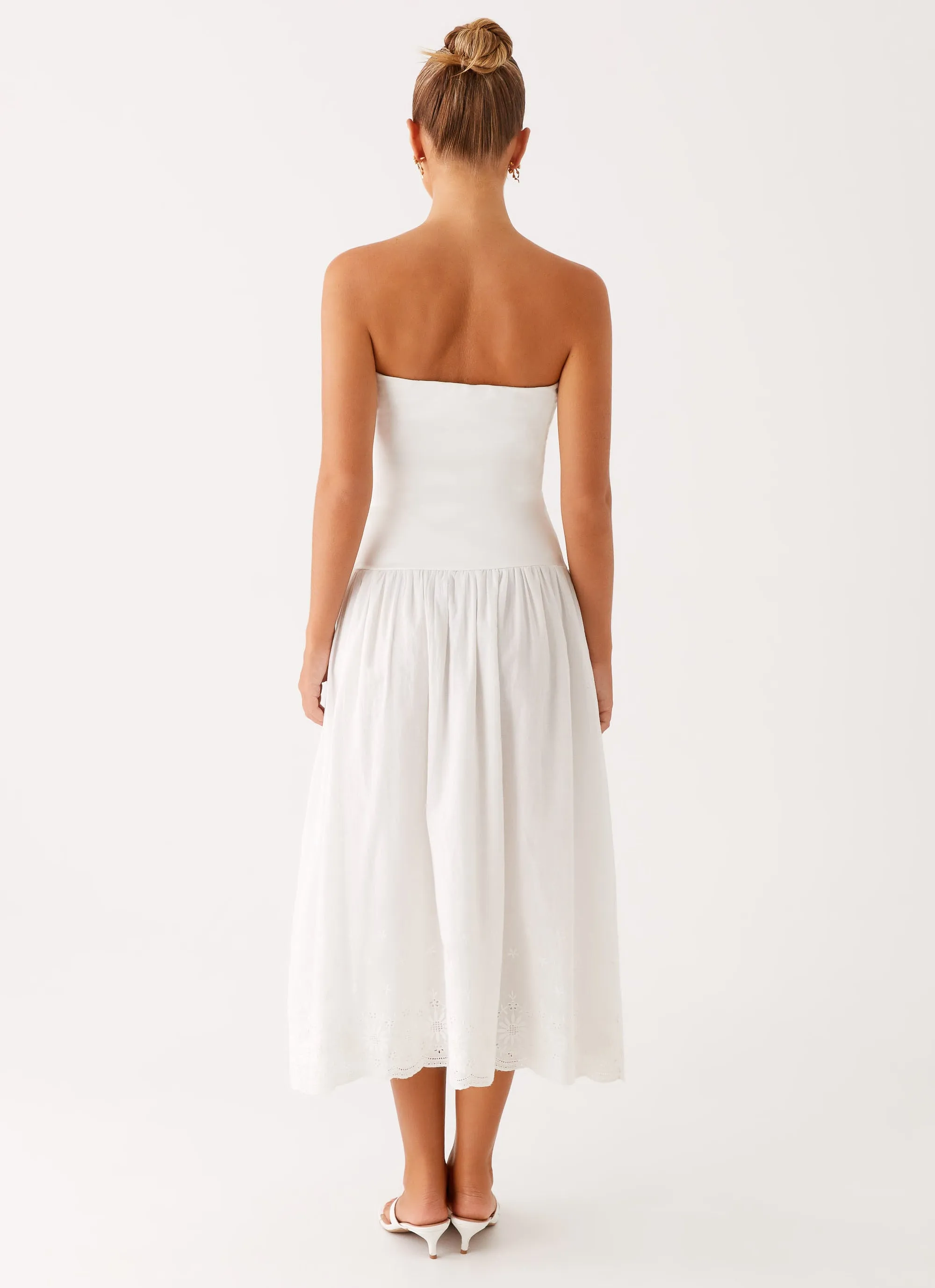 Everyday Comfort Cherry Skies Midi Dress - White