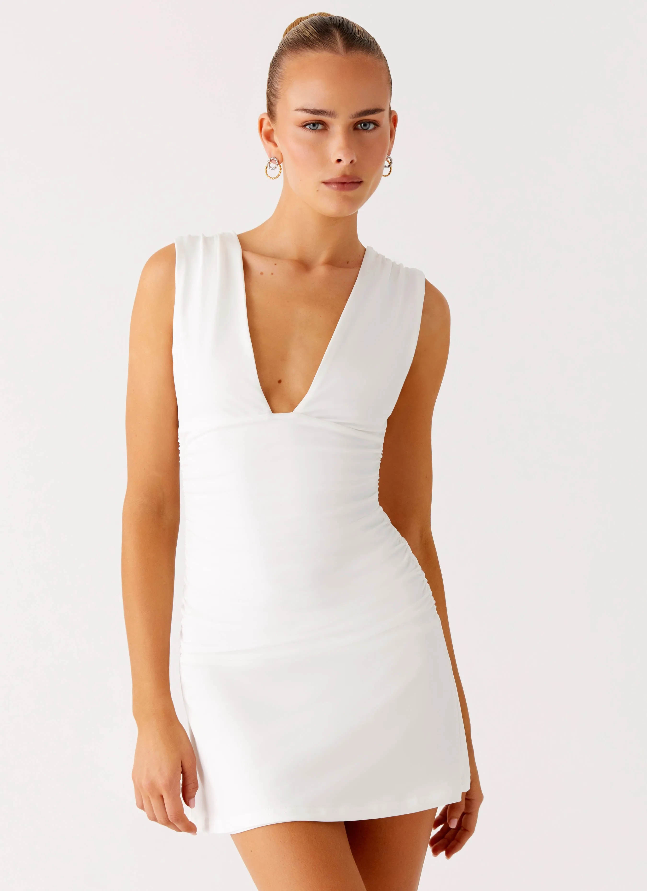 Clean Mood Cherry Sky Mini Dress - White