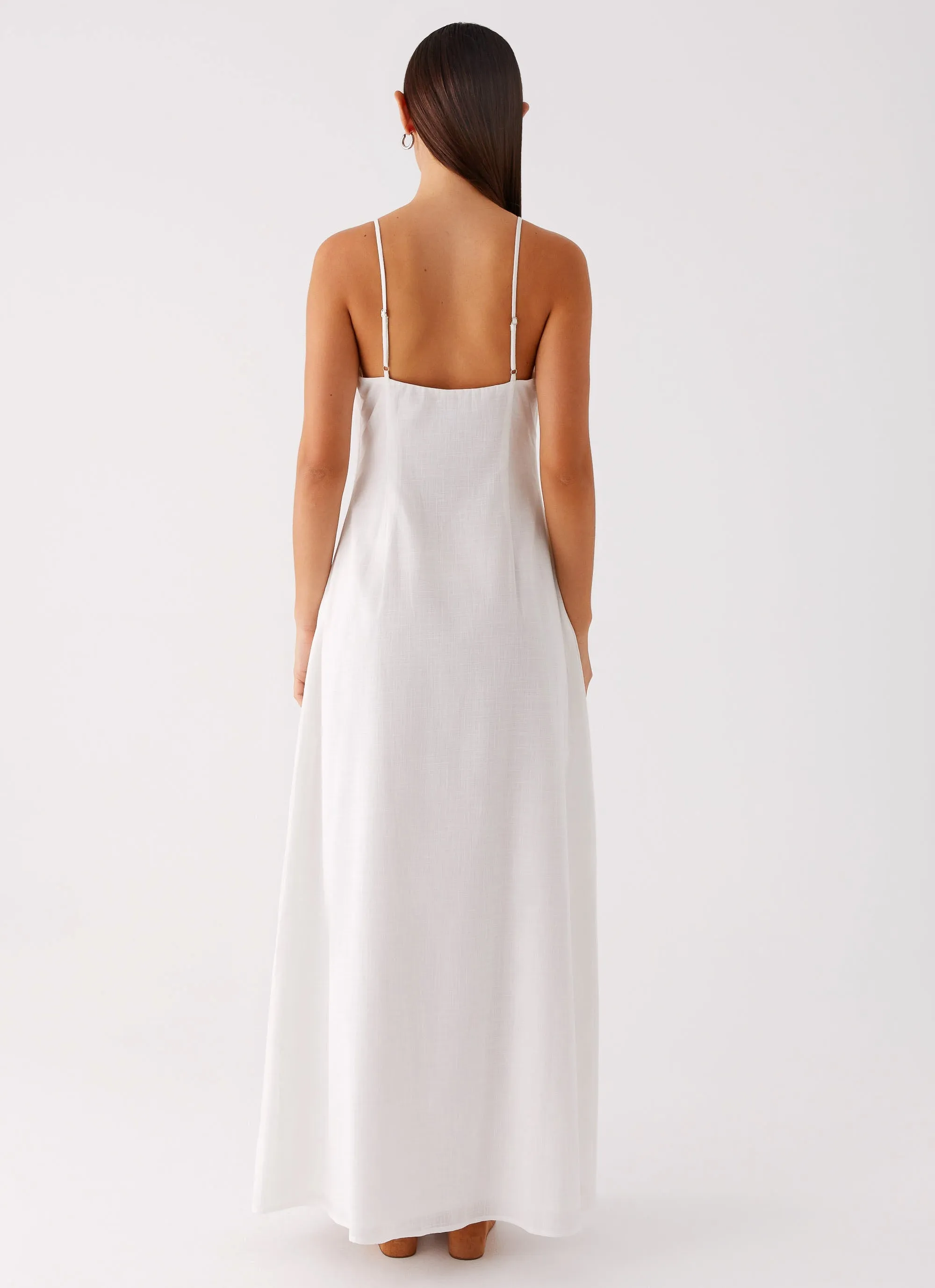 Madeleine Scoop Neck Maxi Dress - Off White Lounge Fit Night Charm
